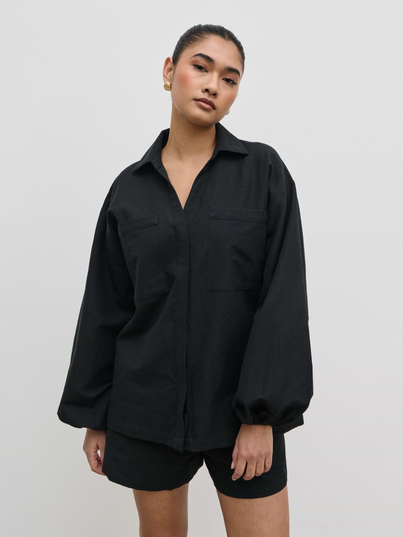 Emerson Balloon Sleeve Shirt - Black