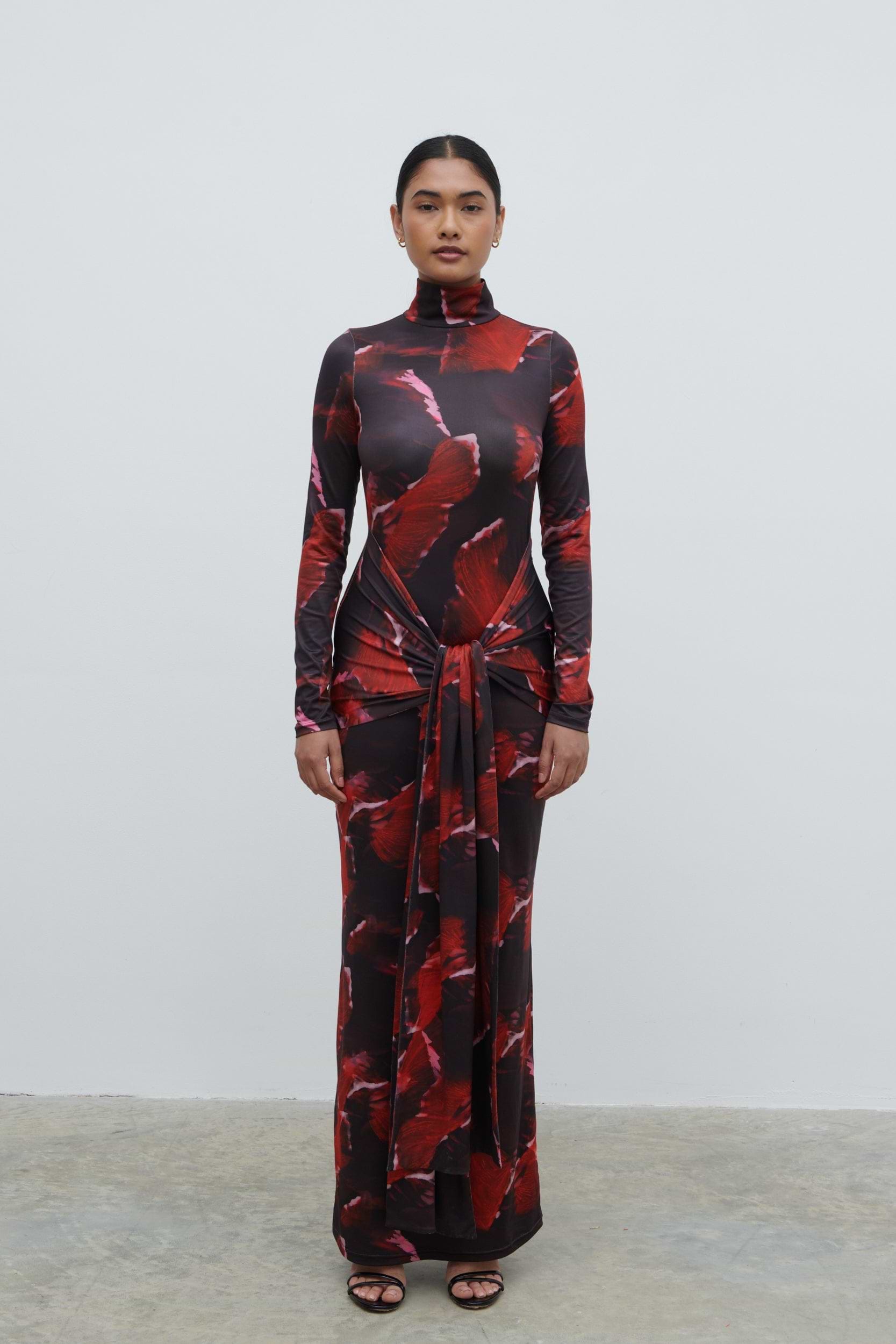 Emmeline High Neck Jersey Maxi Dress - Print