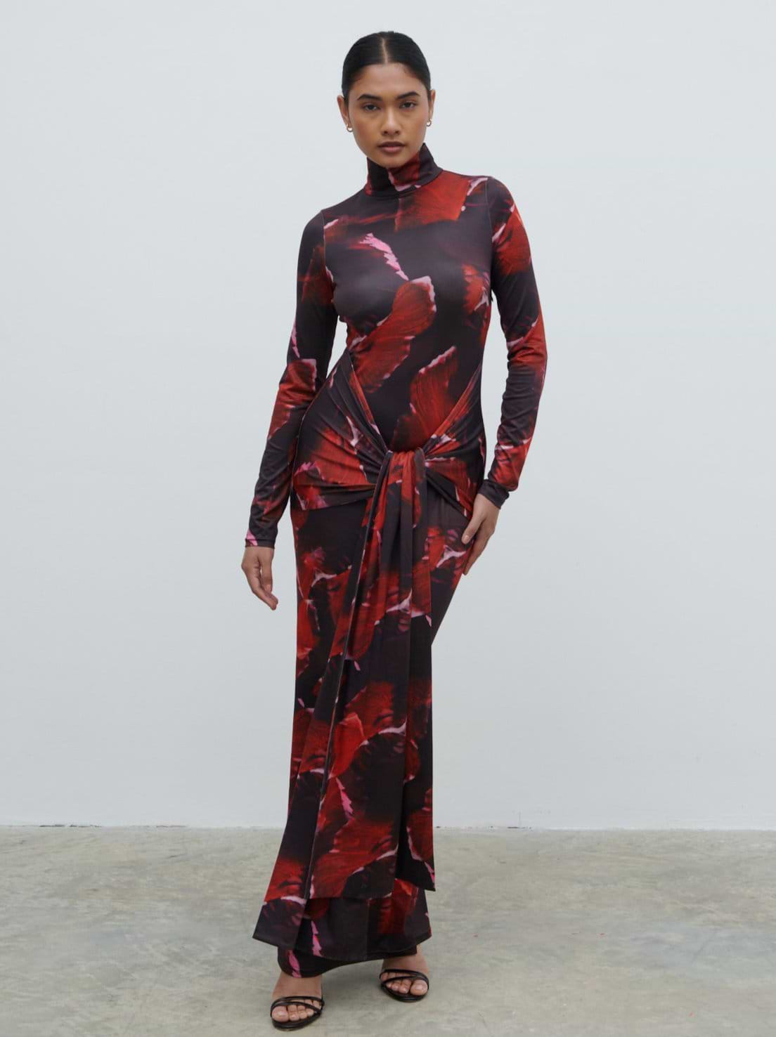 Emmeline High Neck Jersey Maxi Dress - Print