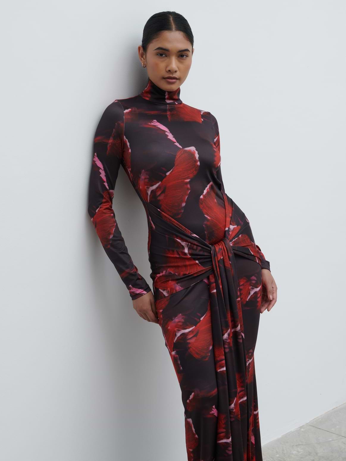 Emmeline High Neck Jersey Maxi Dress - Print