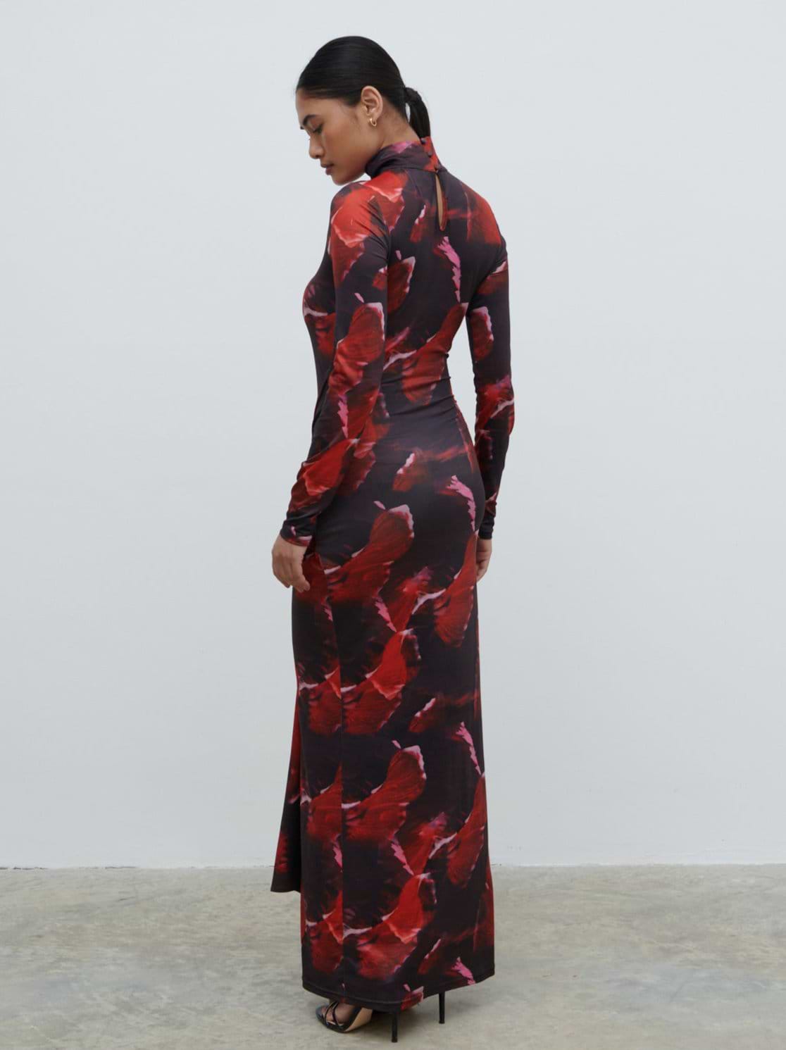 Emmeline High Neck Jersey Maxi Dress - Print