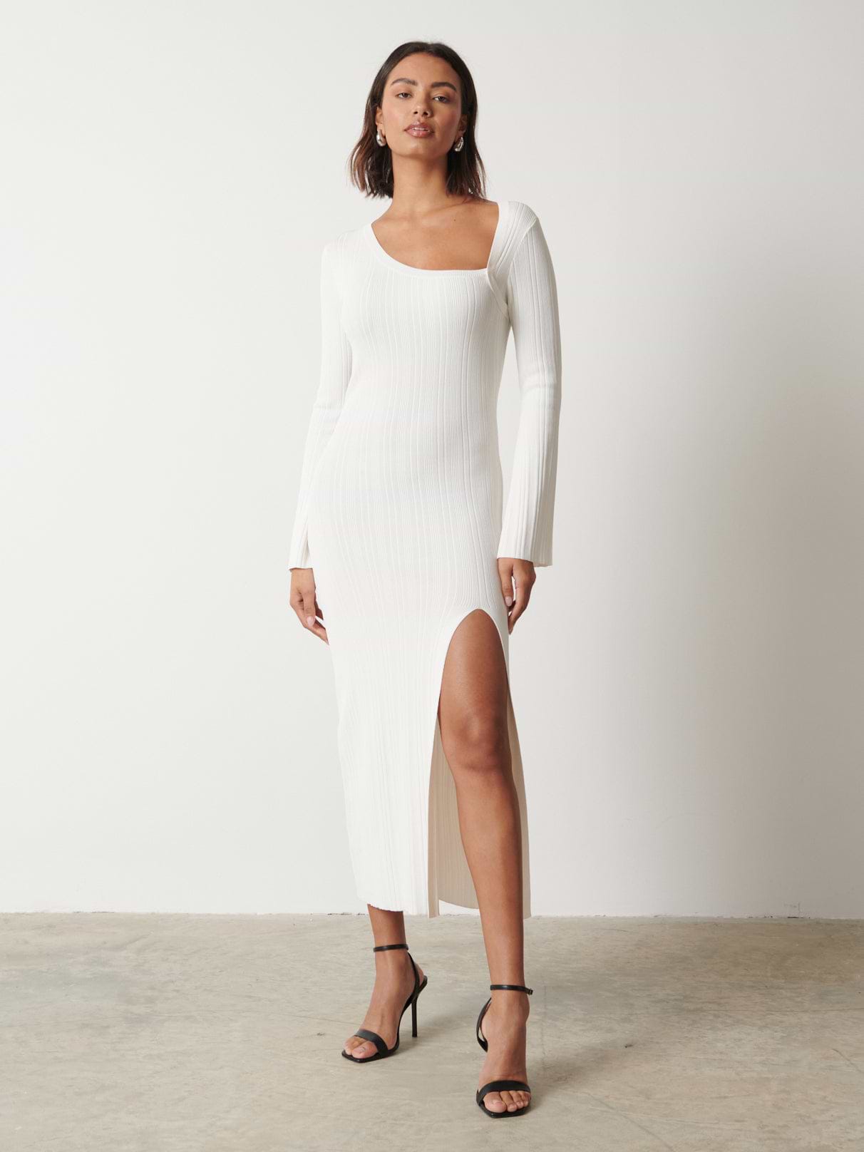 Emmie Cut Out Knit Midaxi Dress - Cream
