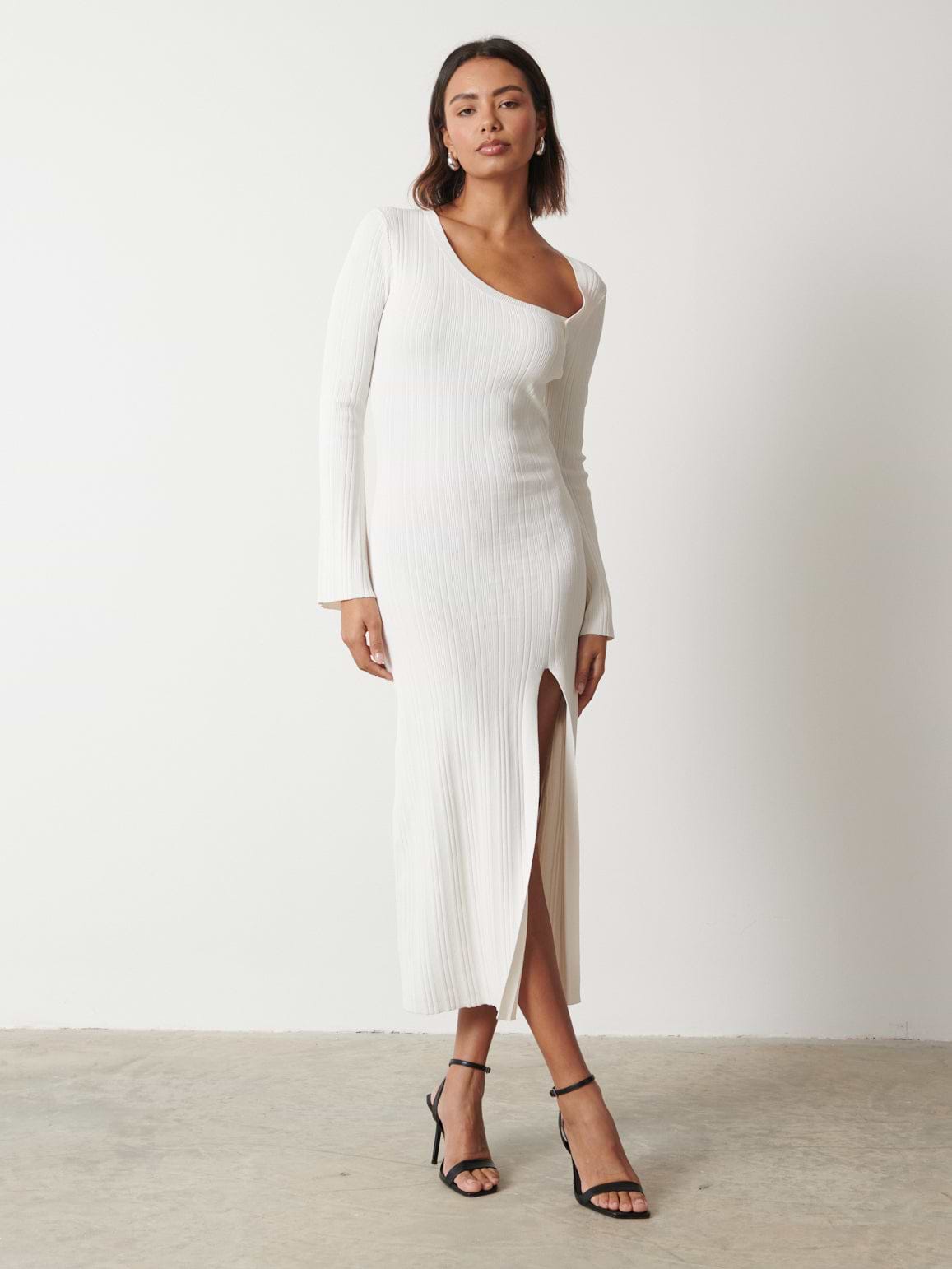 Emmie Cut Out Knit Midaxi Dress - Cream