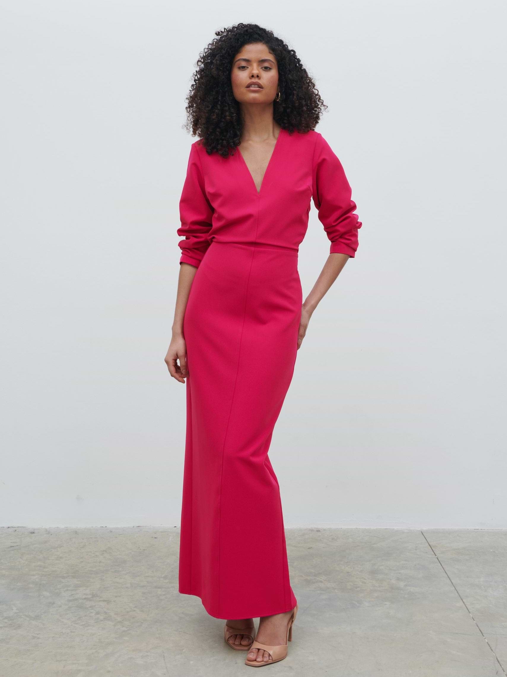 Escala V-Neck Maxi Dress - Fuchsia