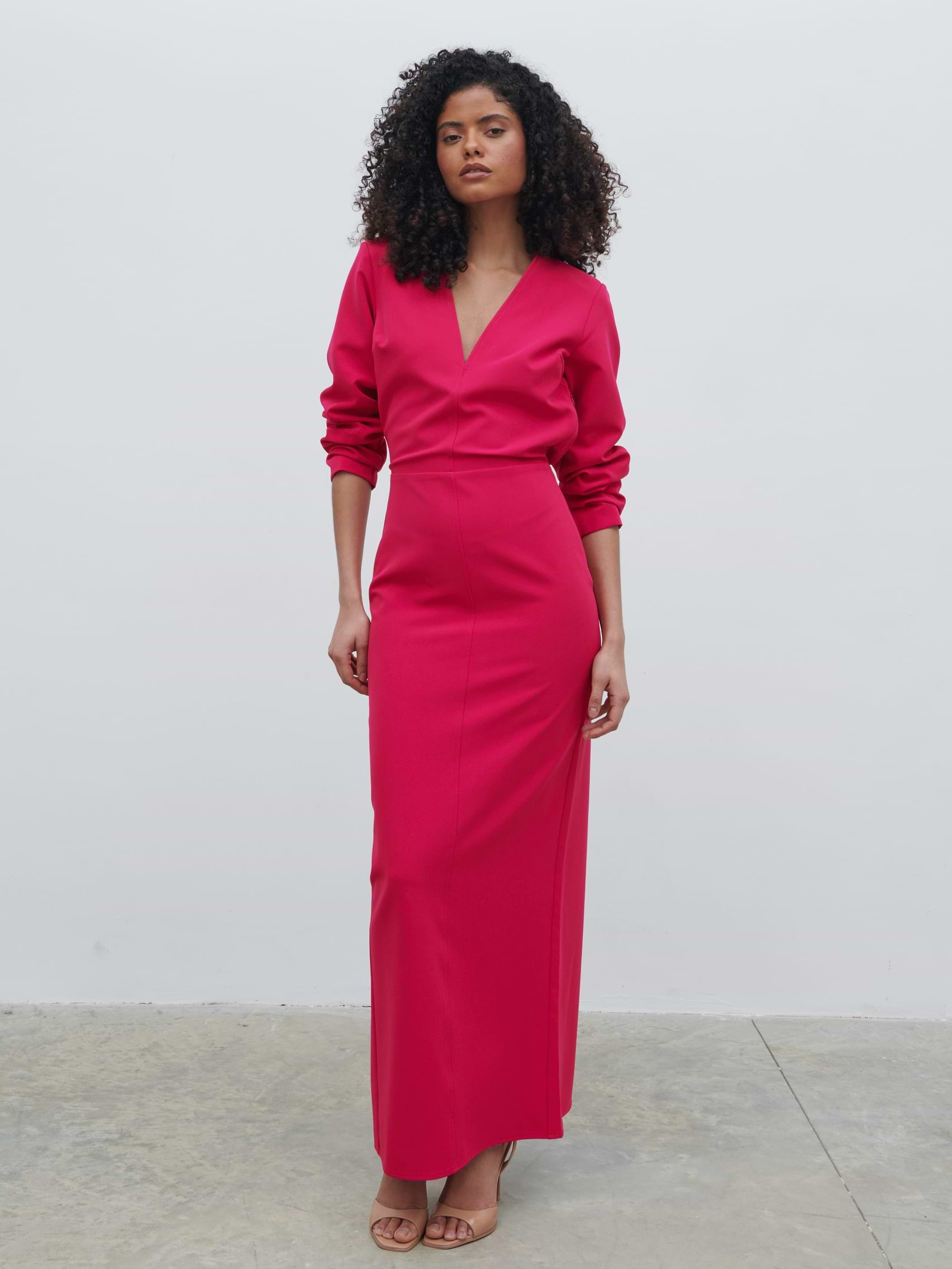 Escala V-Neck Maxi Dress - Fuchsia