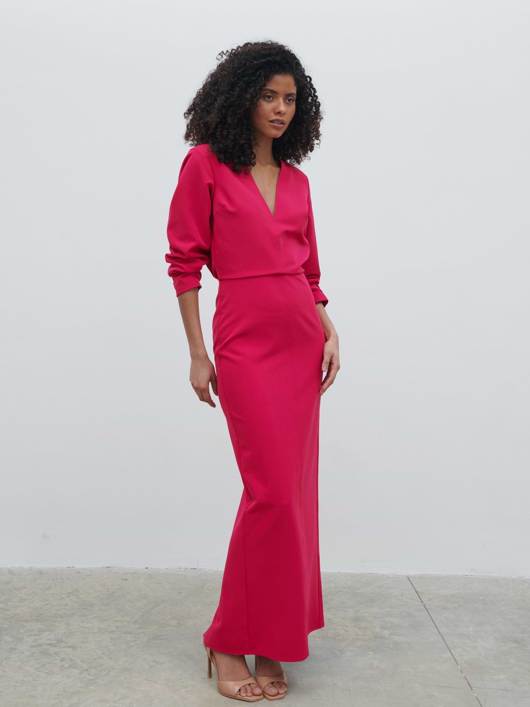 Escala V-Neck Maxi Dress - Fuchsia