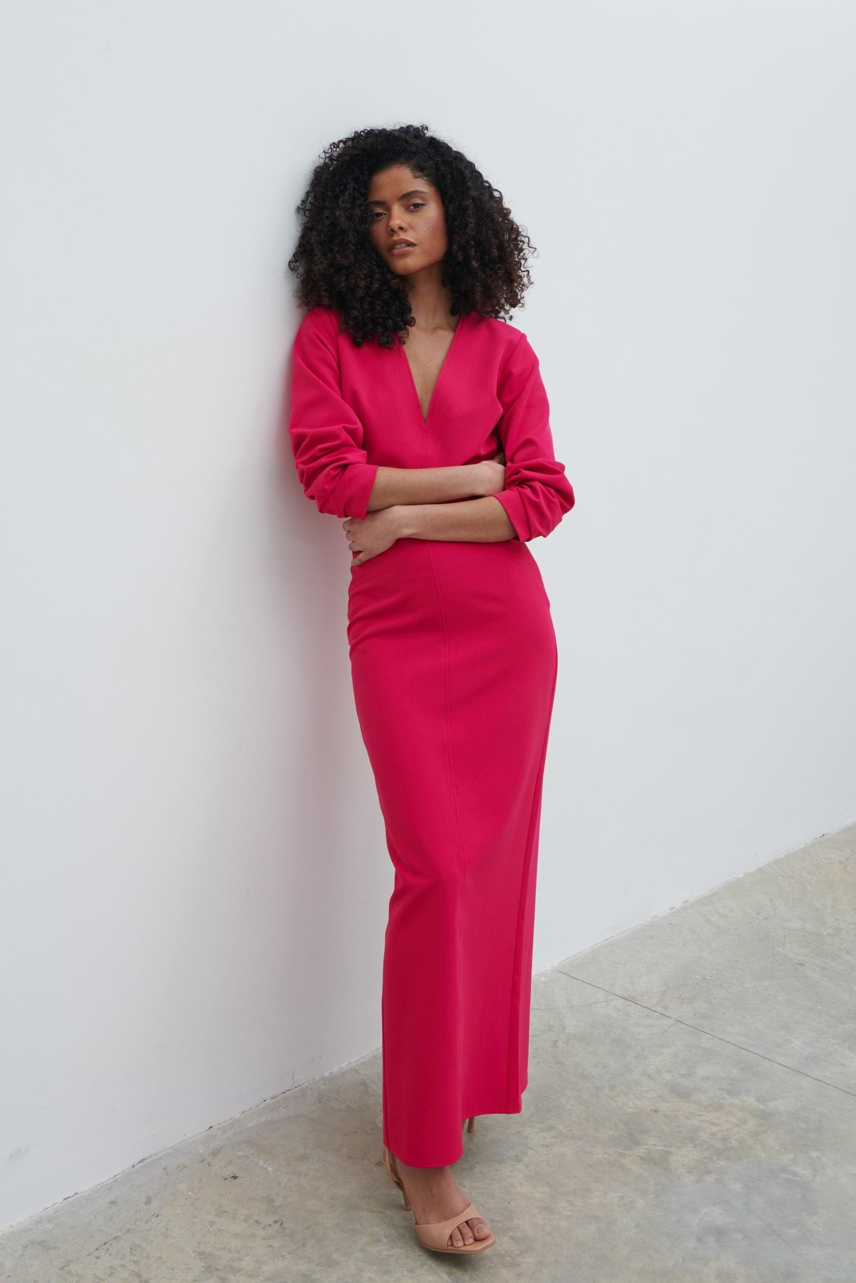 Escala V-Neck Maxi Dress - Fuchsia