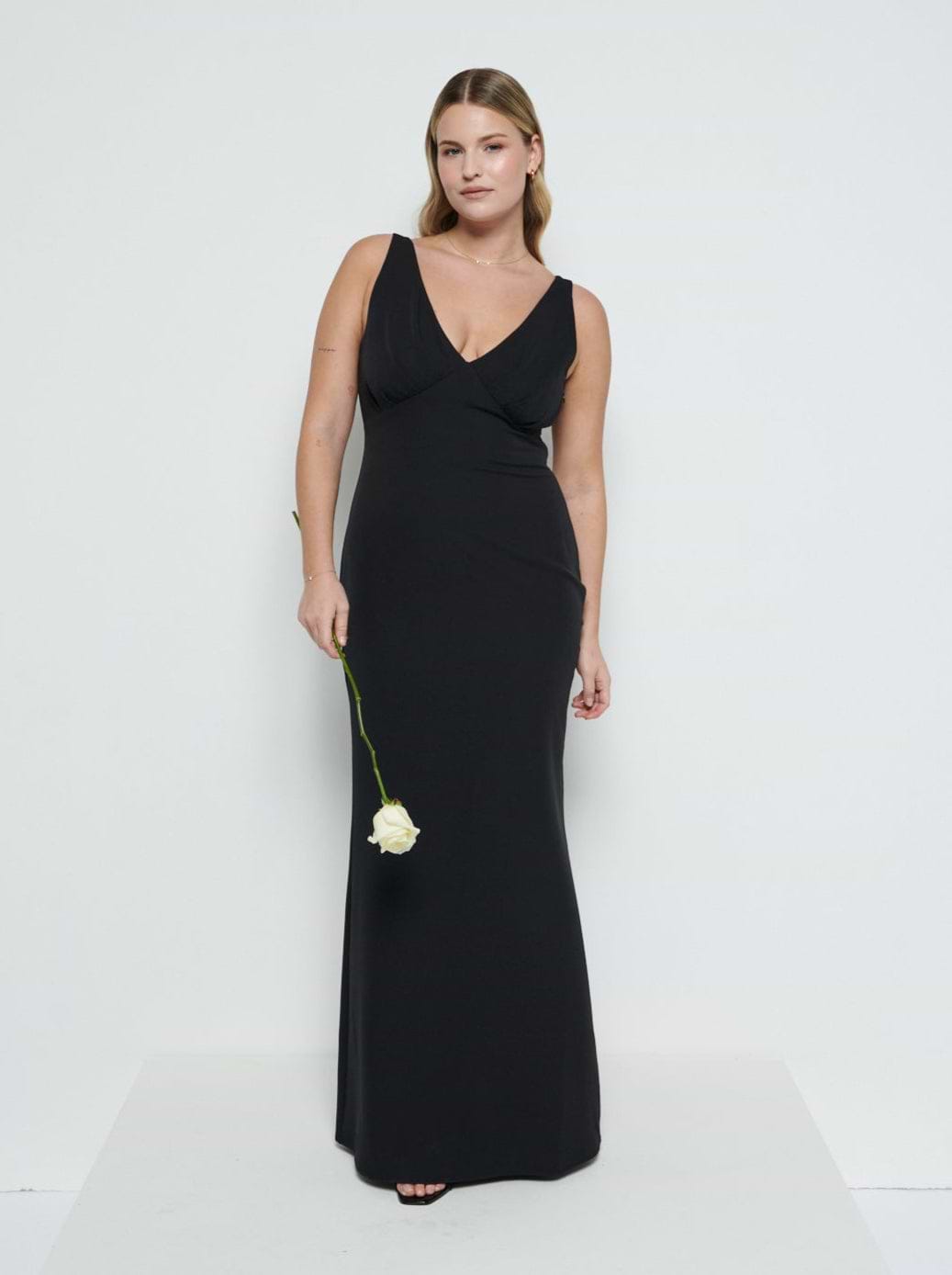 Esmee Crepe Maxi Bridesmaid Dress - Black