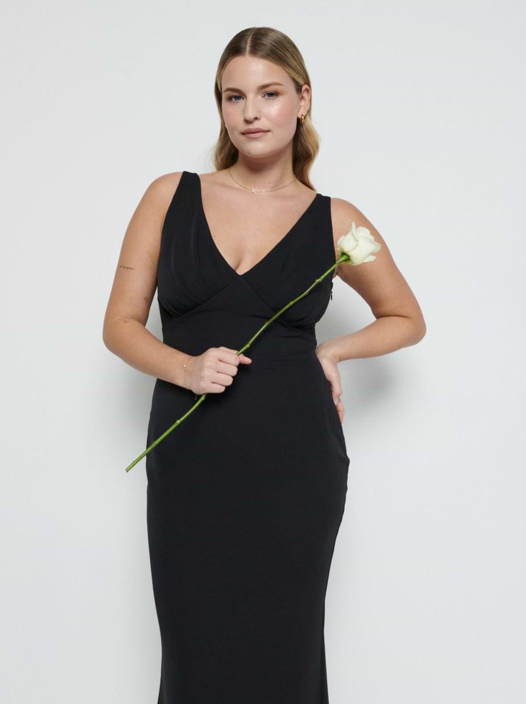 Esmee Crepe Maxi Bridesmaid Dress - Black