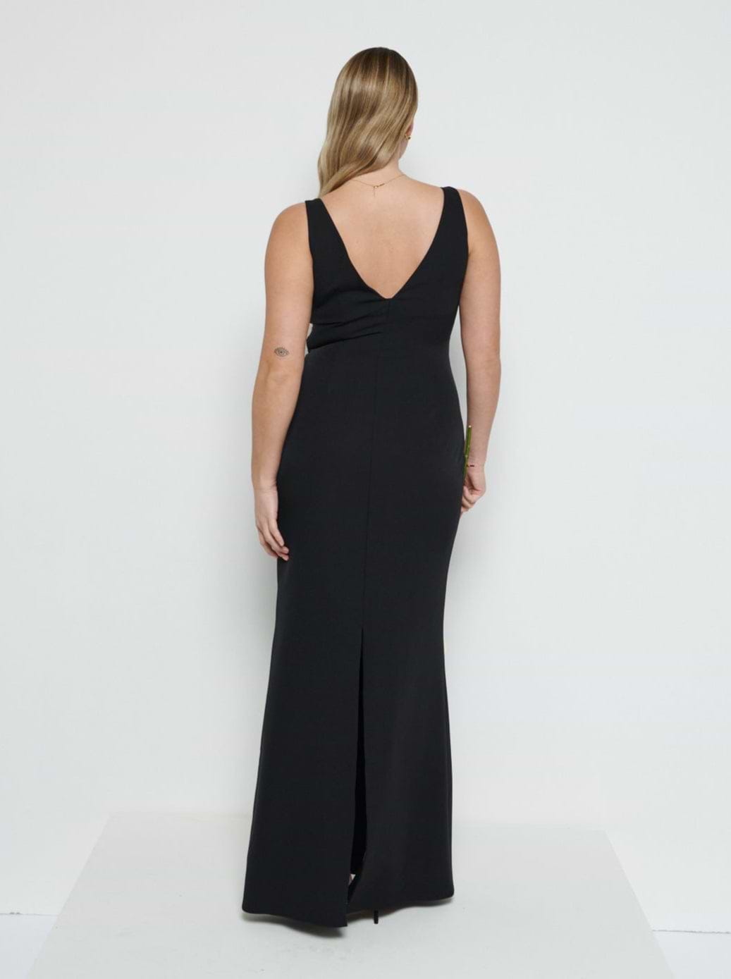 Esmee Crepe Maxi Bridesmaid Dress - Black