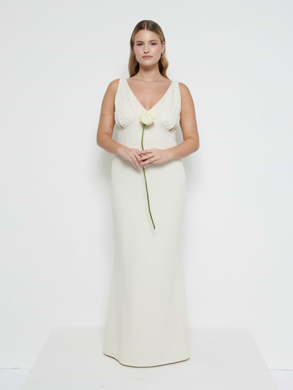 Esmee Crepe Maxi Bridesmaid Dress - Champagne