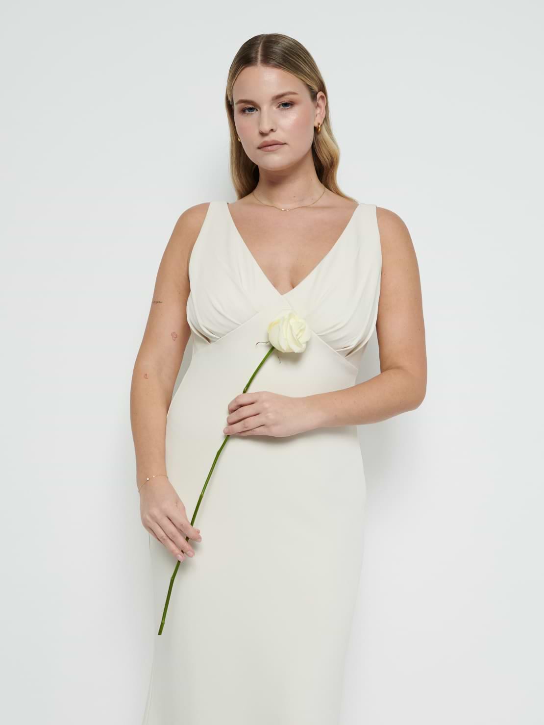 Esmee Crepe Maxi Bridesmaid Dress - Champagne
