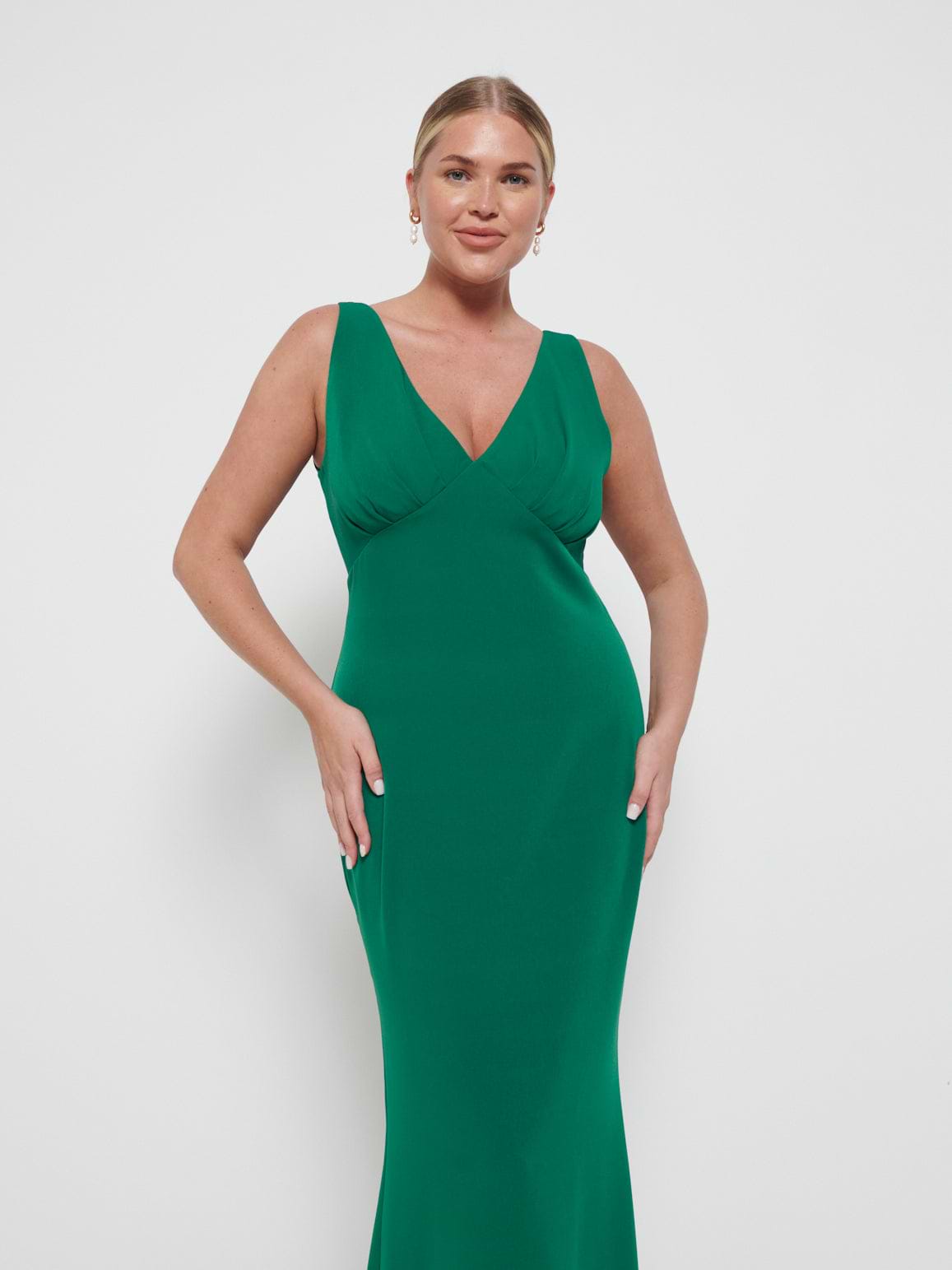 Esmee Crepe Maxi Bridesmaid Dress - Emerald