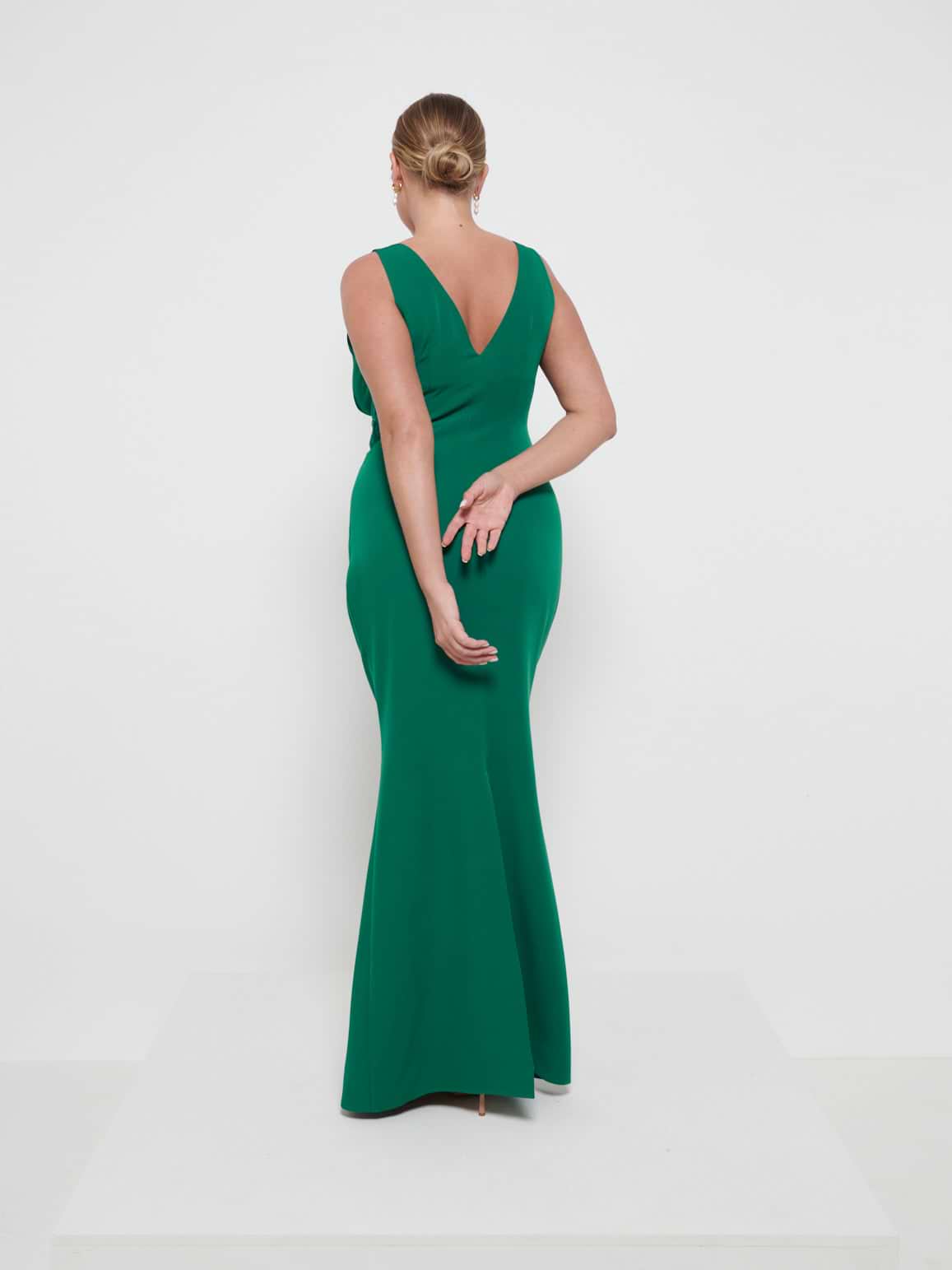 Esmee Crepe Maxi Bridesmaid Dress - Emerald