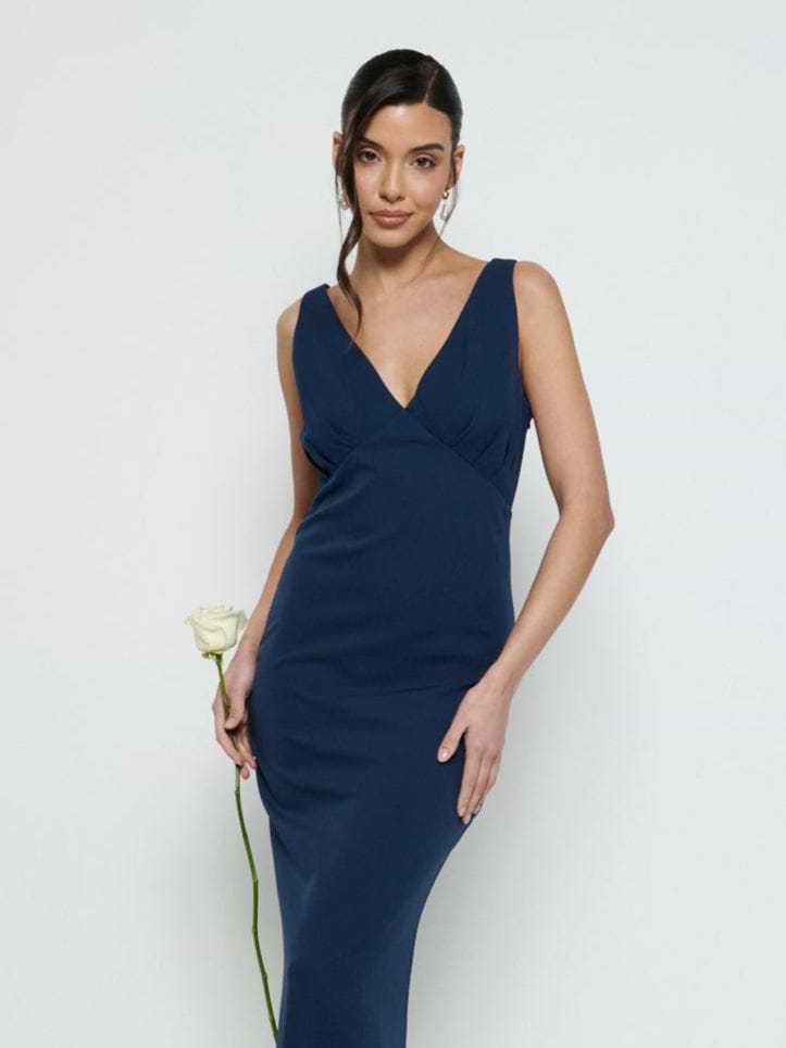 Esmee Crepe Maxi Bridesmaid Dress - Navy