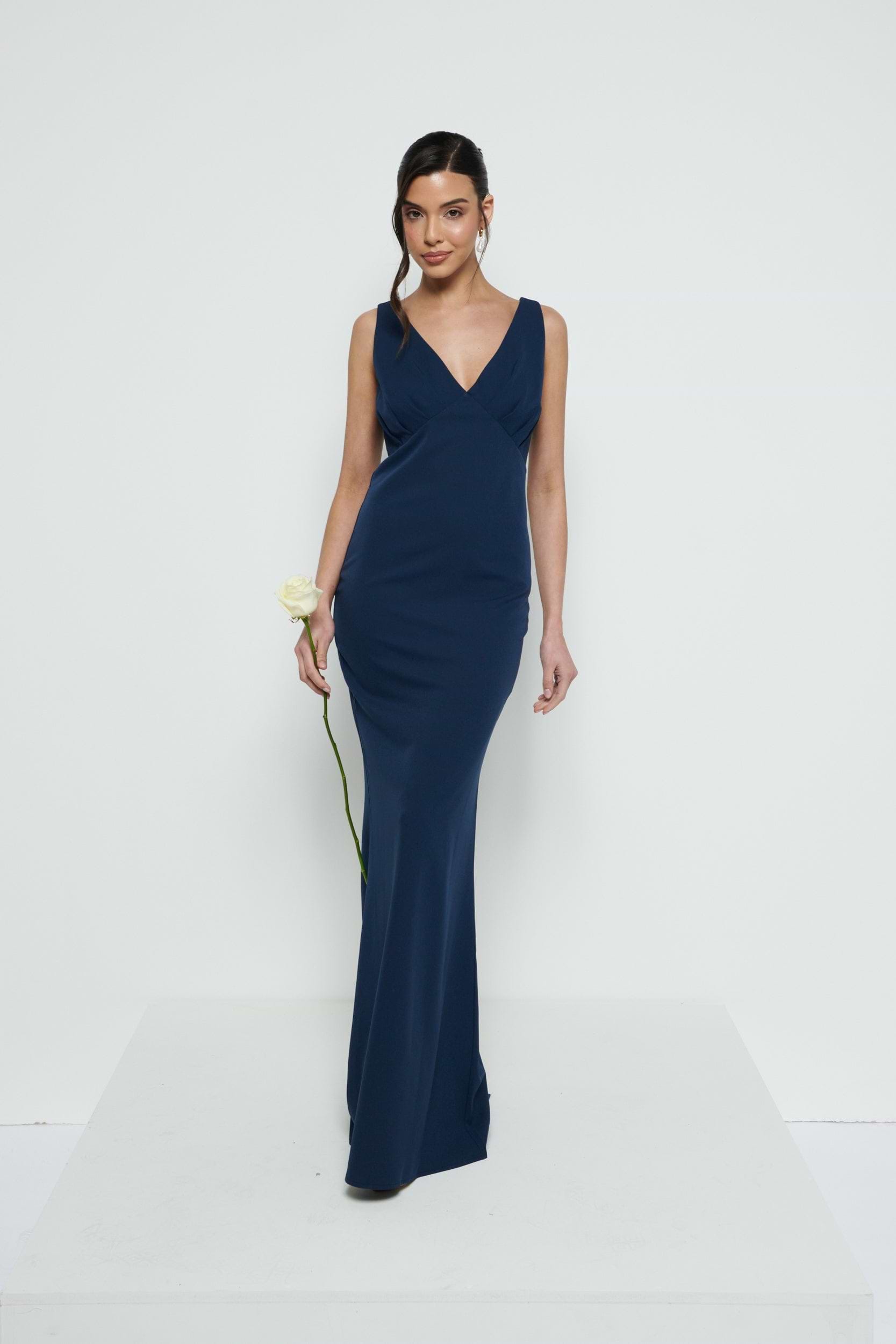 Esmee Crepe Maxi Bridesmaid Dress - Navy