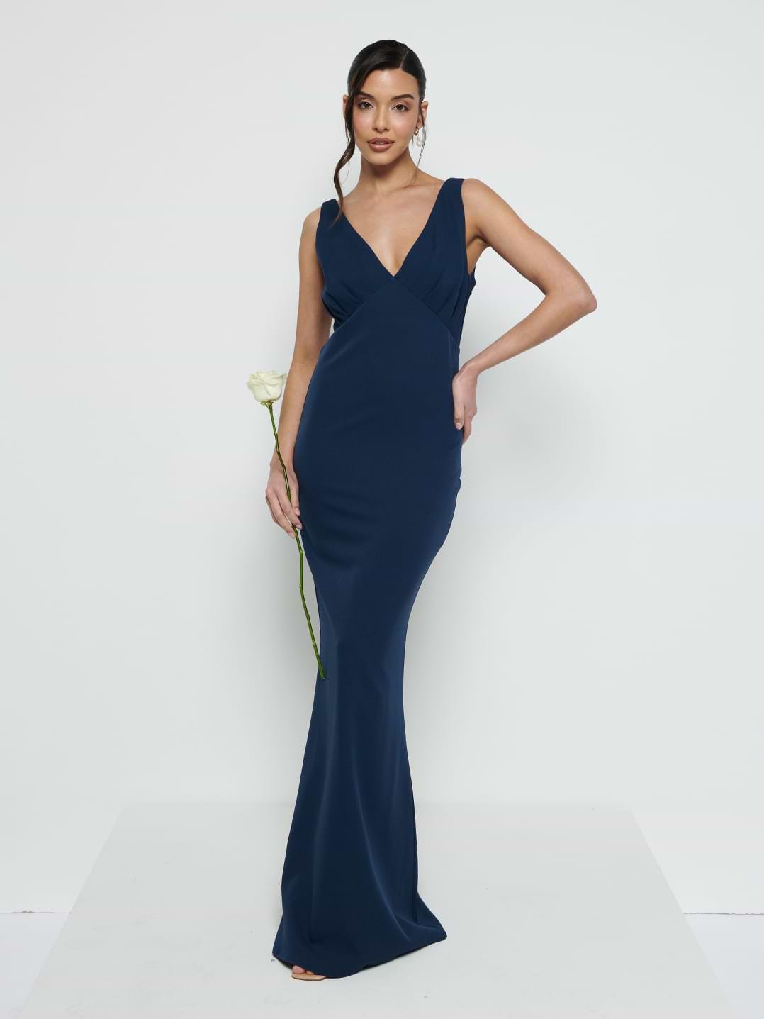 Esmee Crepe Maxi Bridesmaid Dress - Navy
