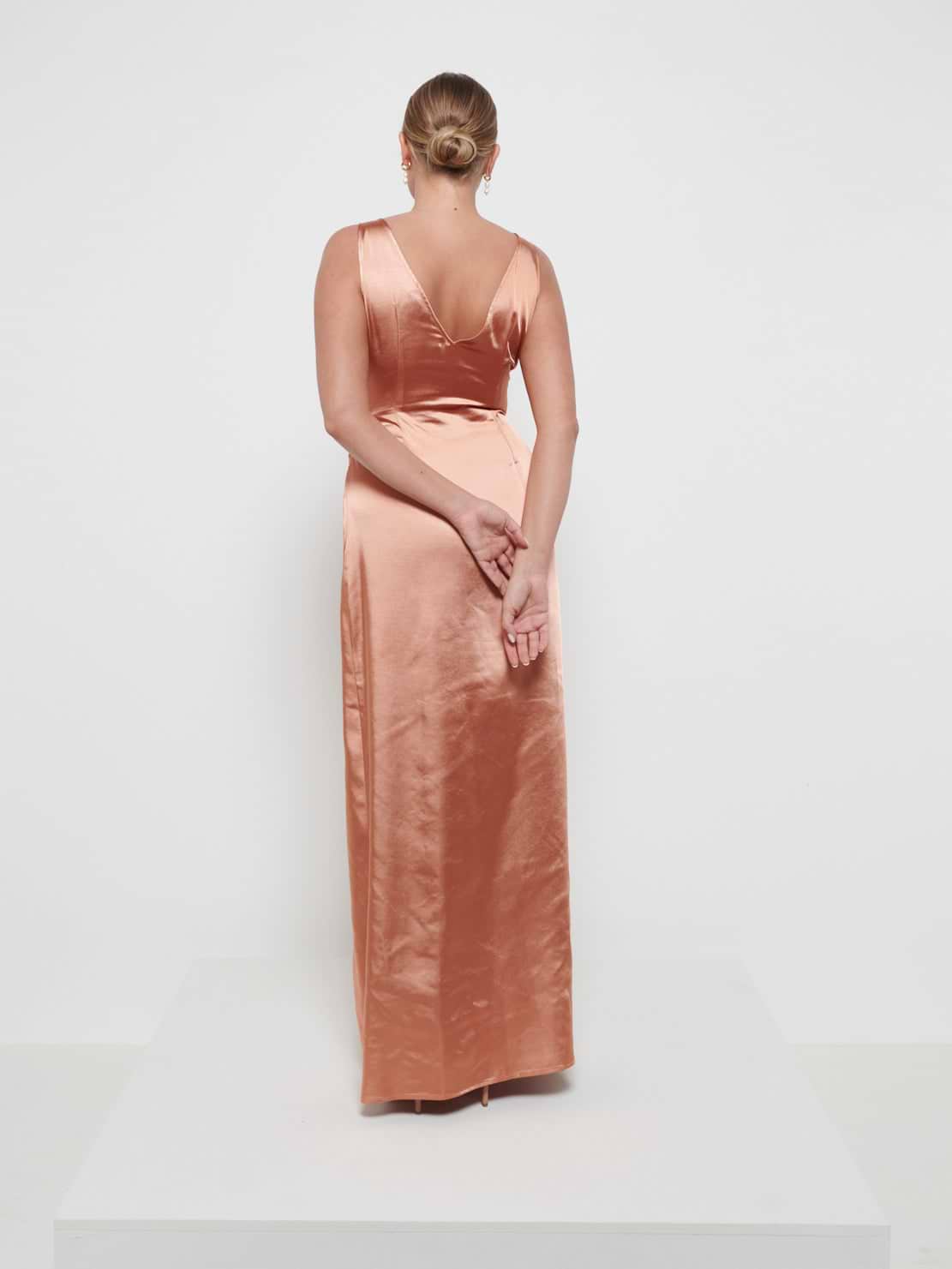 Esmee Wrap Maxi Bridesmaid Dress - Matte Cinnamon