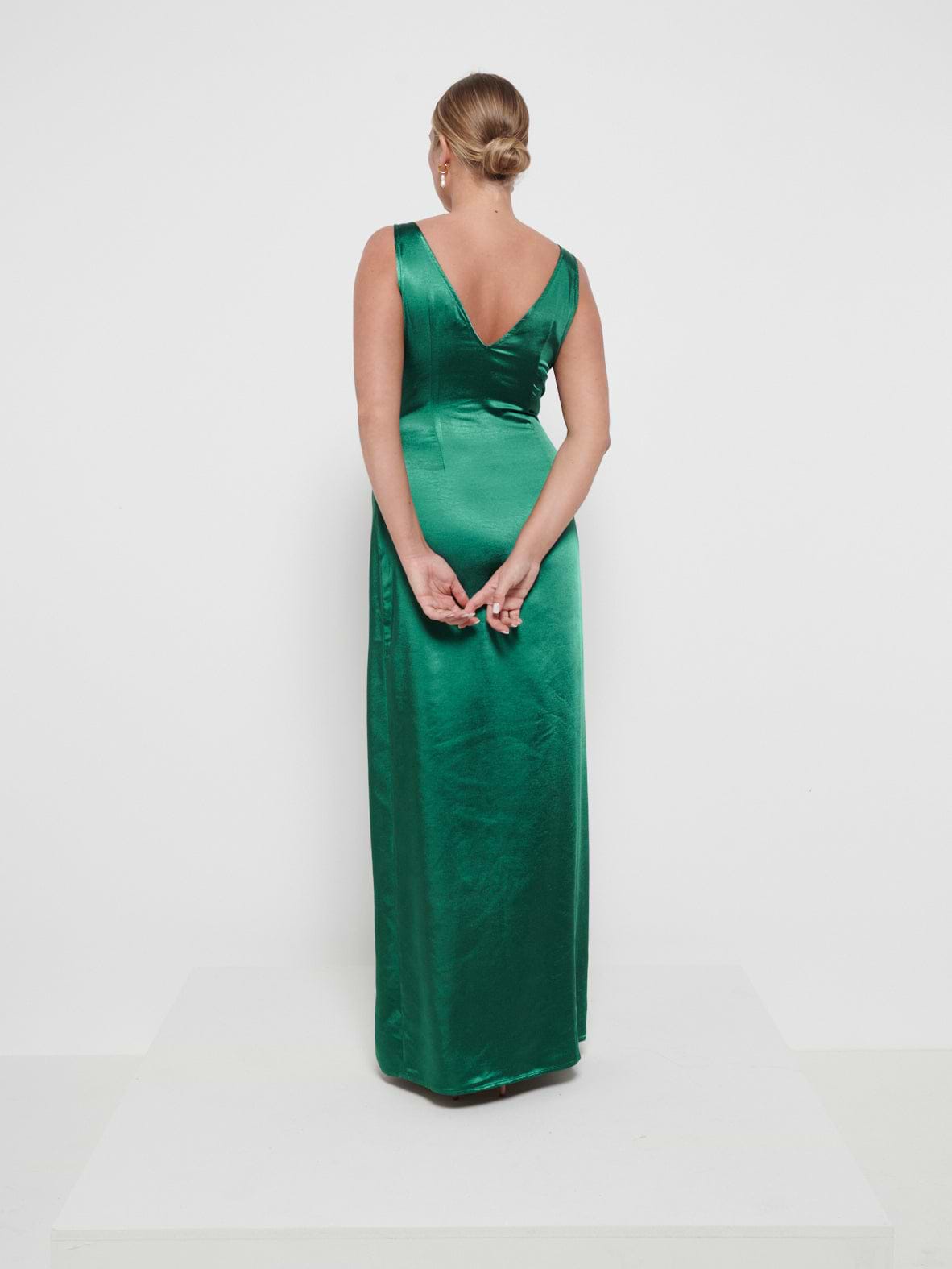 Esmee Wrap Maxi Bridesmaid Dress - Matte Emerald