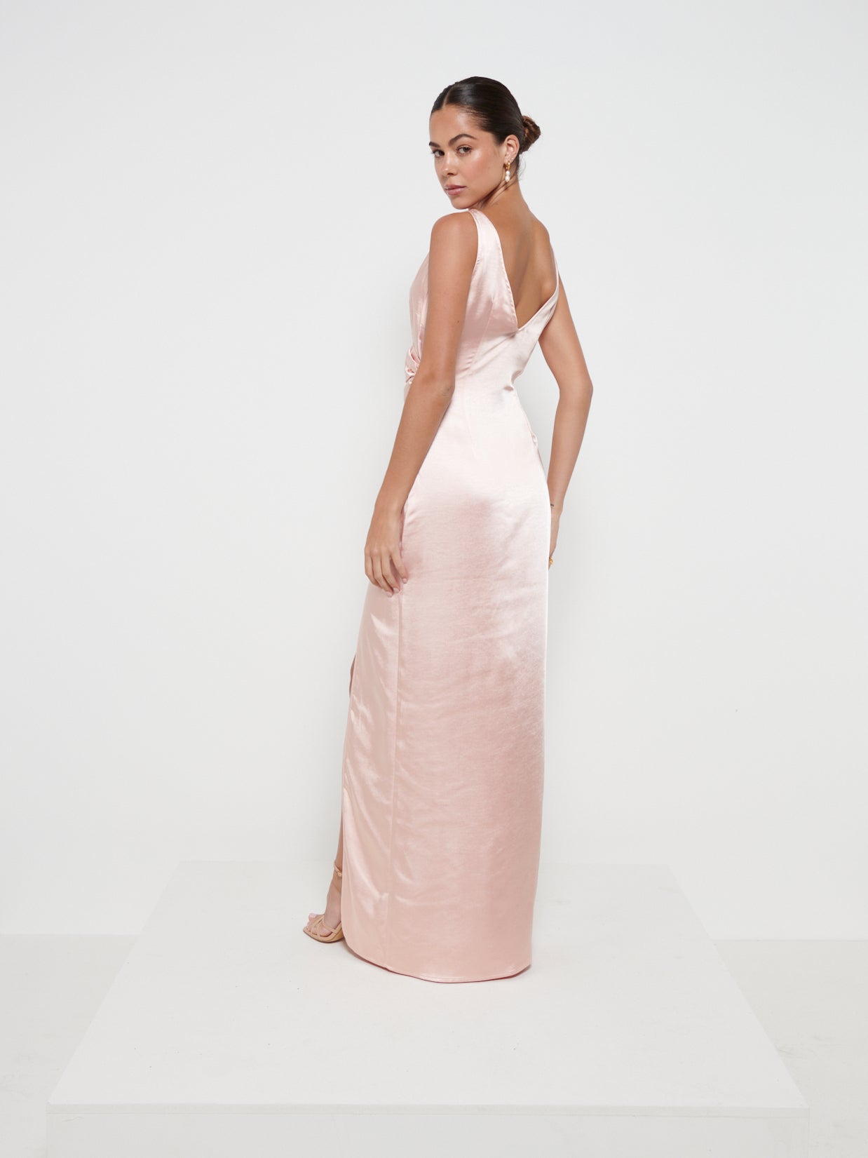 Esmee Wrap Maxi Bridesmaid Dress - Matte True Blush