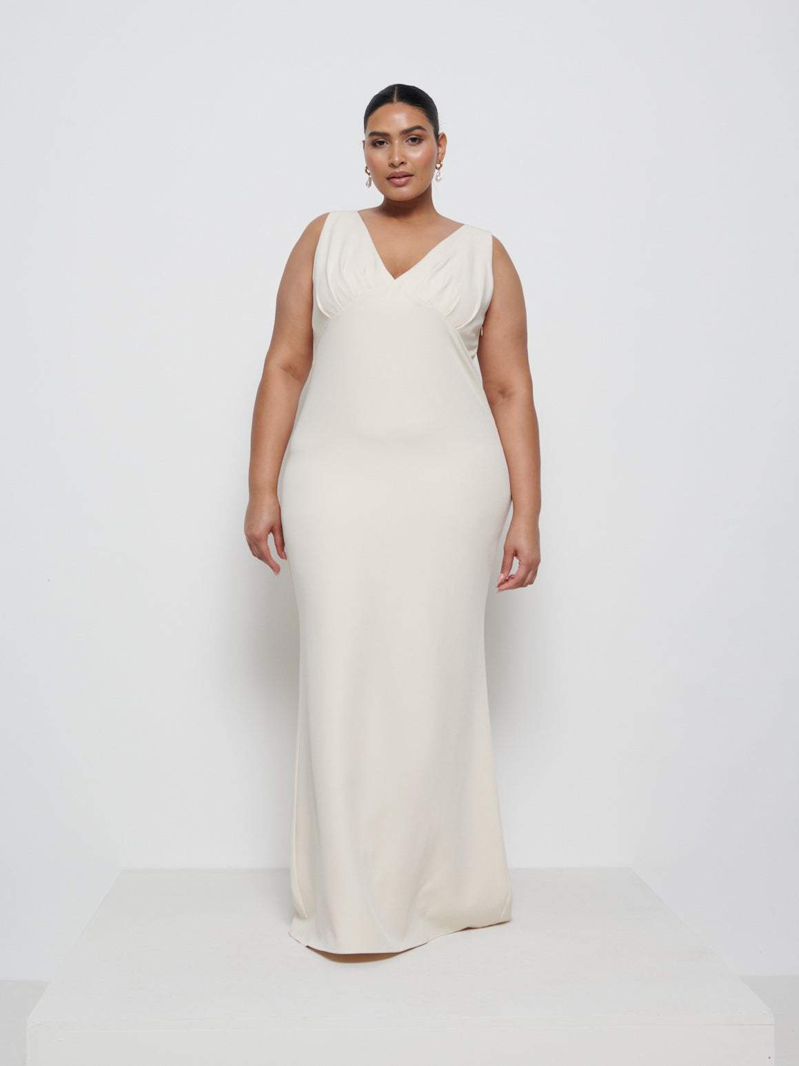 Esmee Crepe Maxi Bridesmaid Dress Curve - Champagne