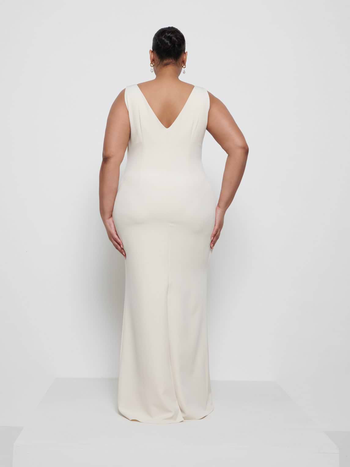 Esmee Crepe Maxi Bridesmaid Dress Curve - Champagne