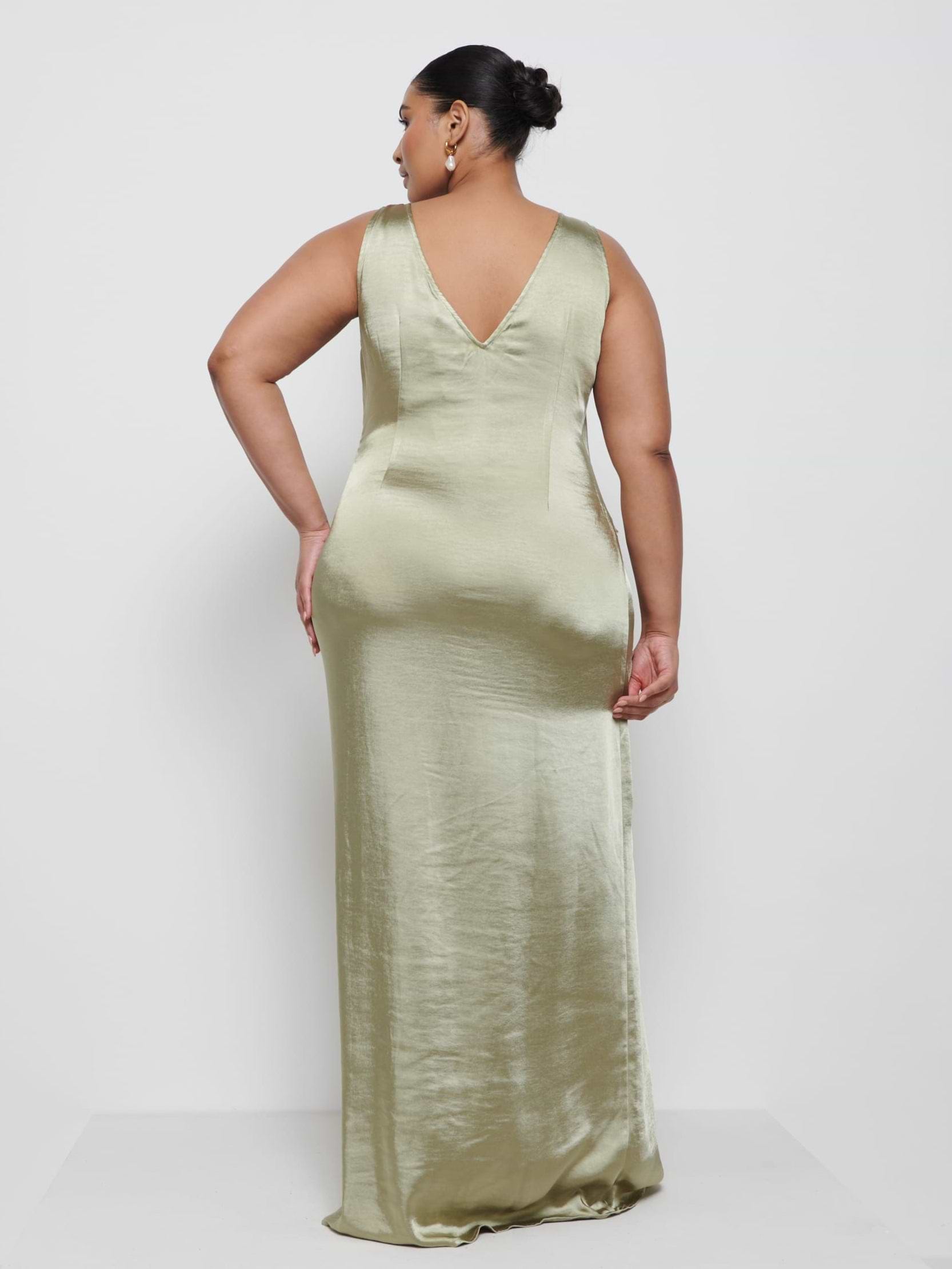 Esmee Wrap Maxi Bridesmaid Dress Curve - Olive