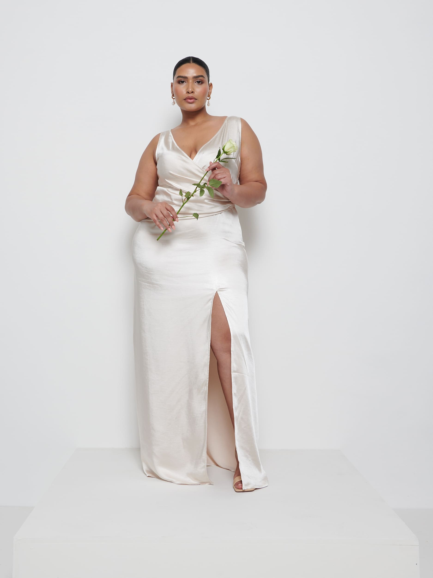 Esmee Wrap Maxi Bridesmaid Dress Curve - Champagne