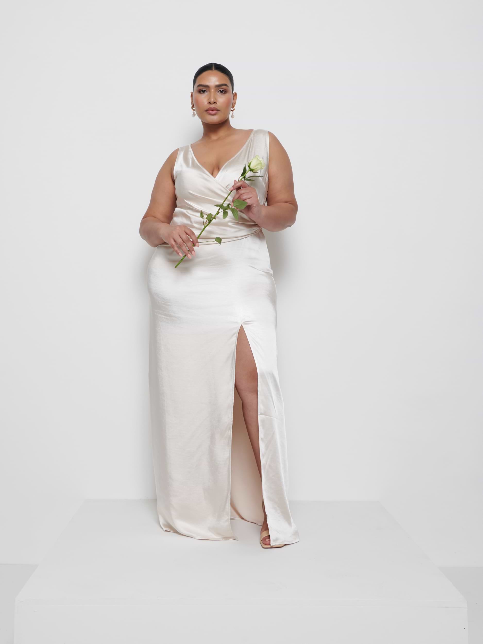 Esmee Wrap Maxi Bridesmaid Dress Curve - Champagne