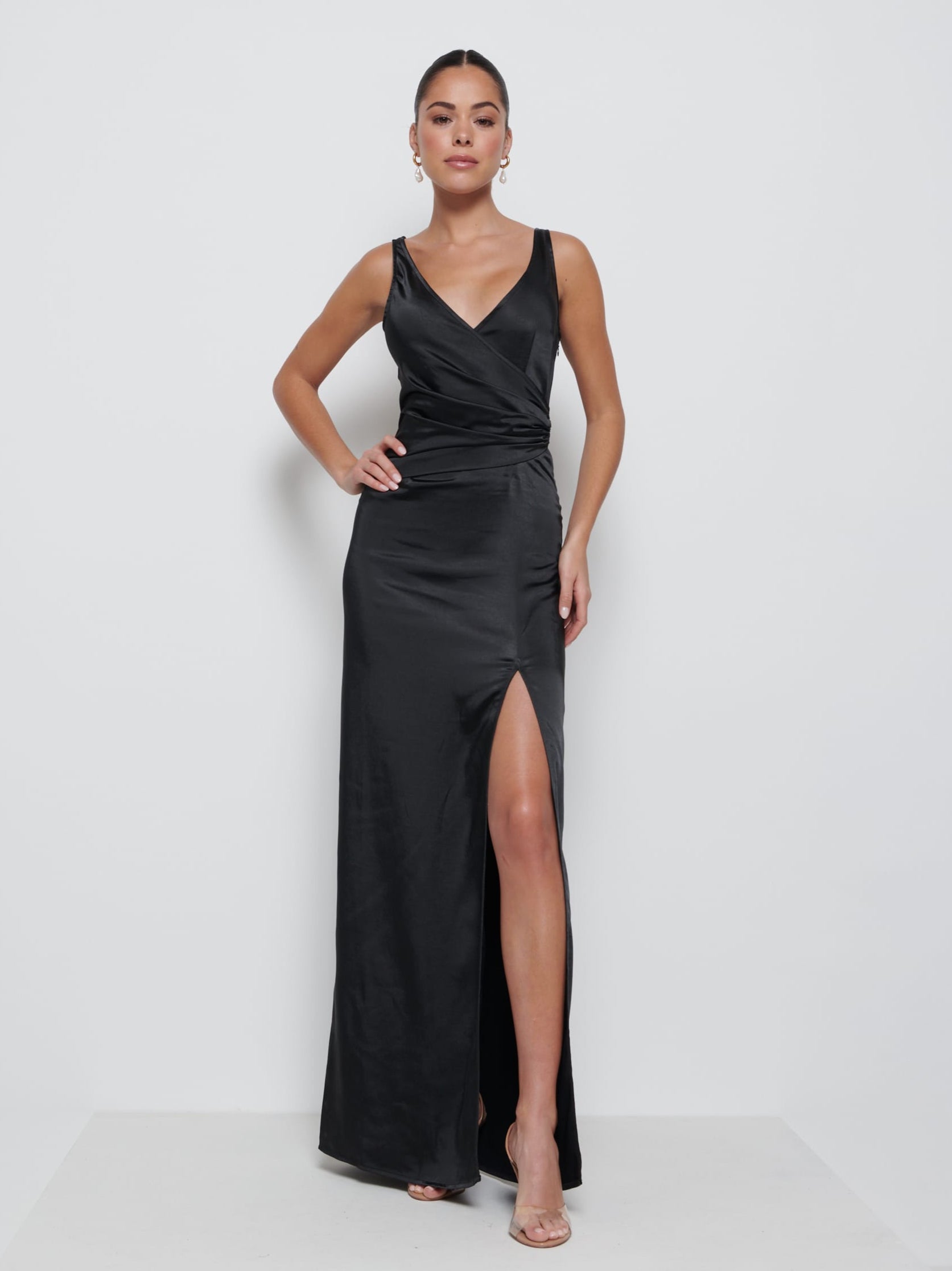 Esmee Wrap Maxi Bridesmaid Dress - Black