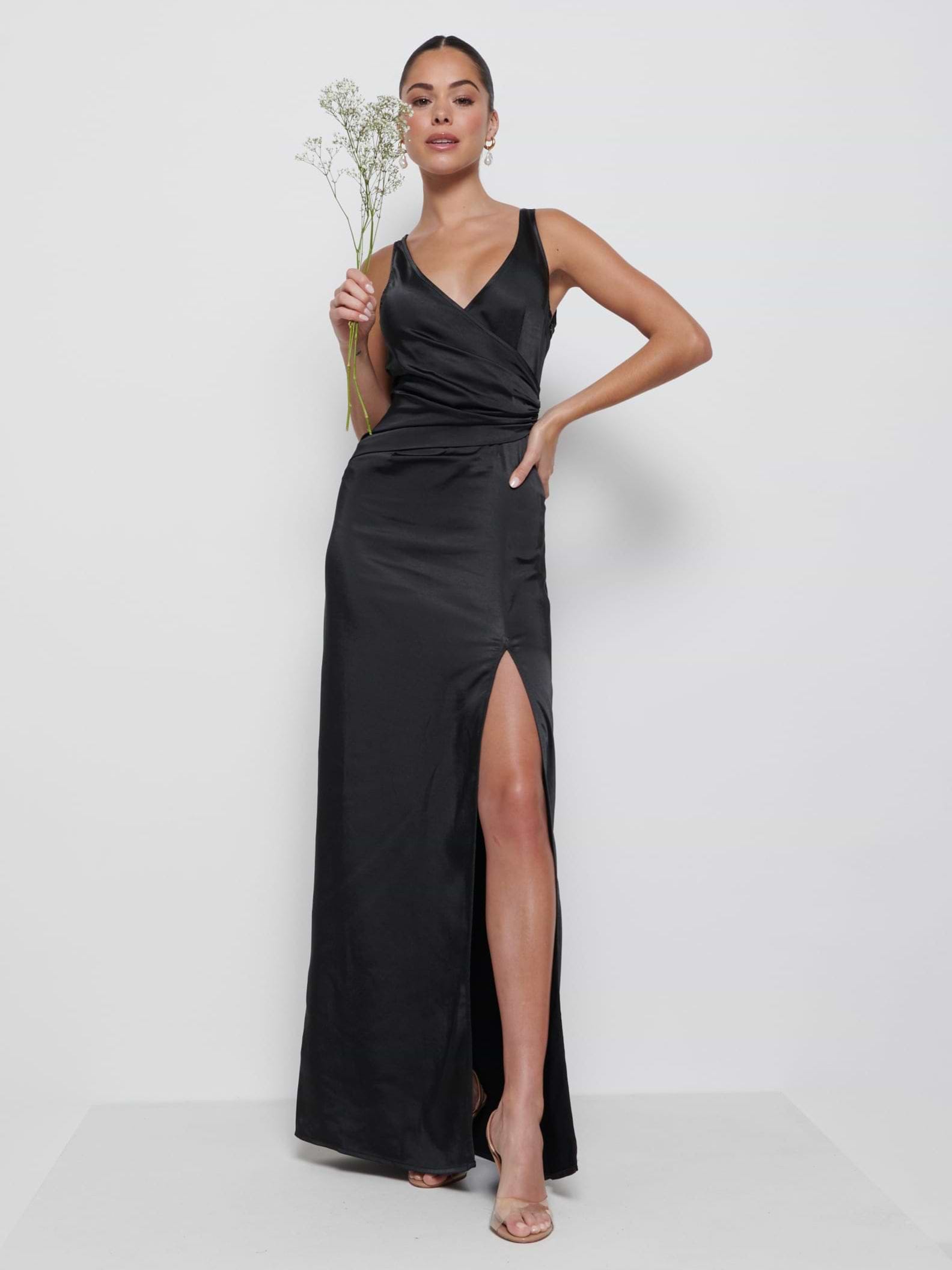 Esmee Wrap Maxi Bridesmaid Dress - Black