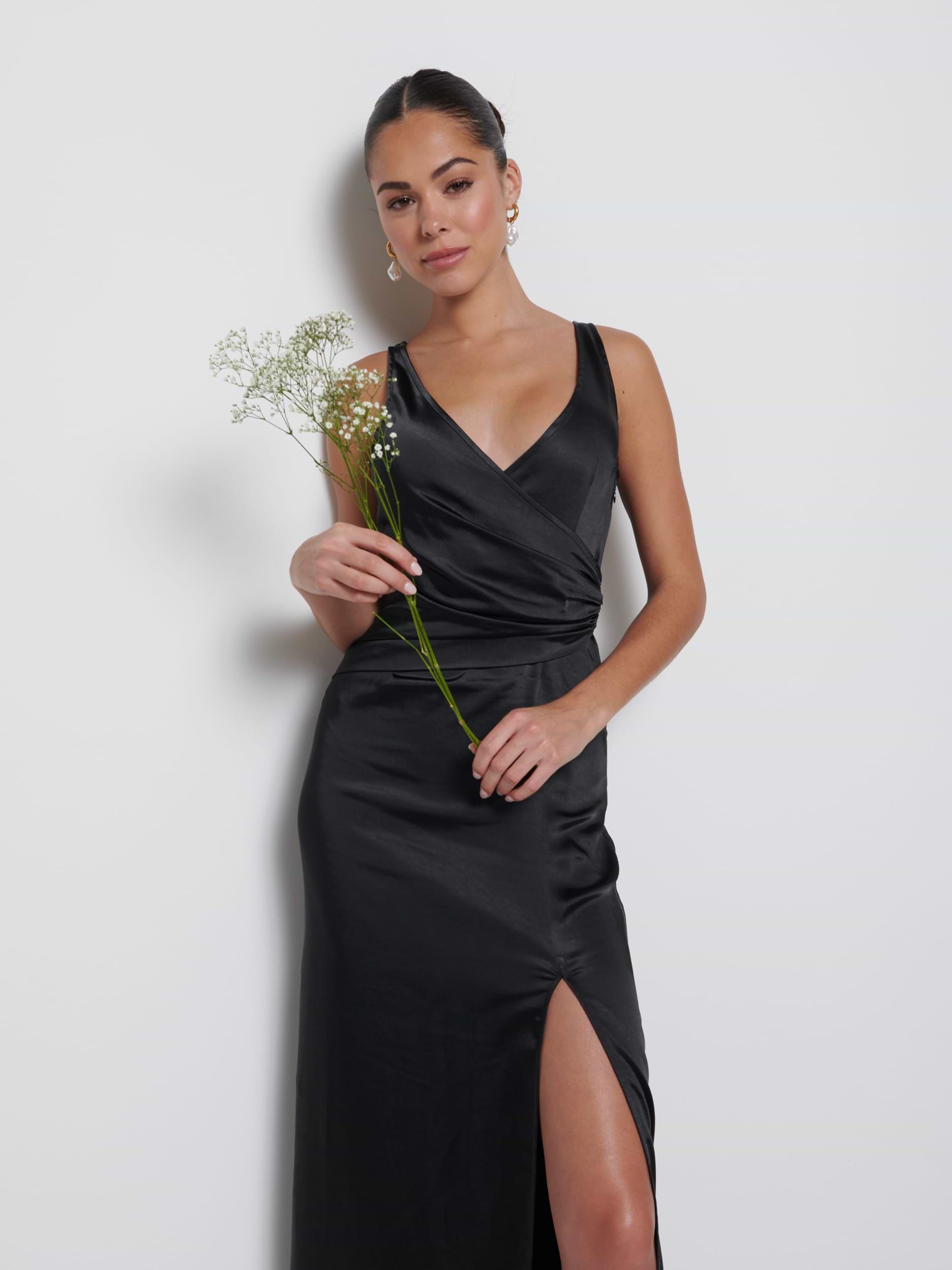 Esmee Wrap Maxi Bridesmaid Dress - Black