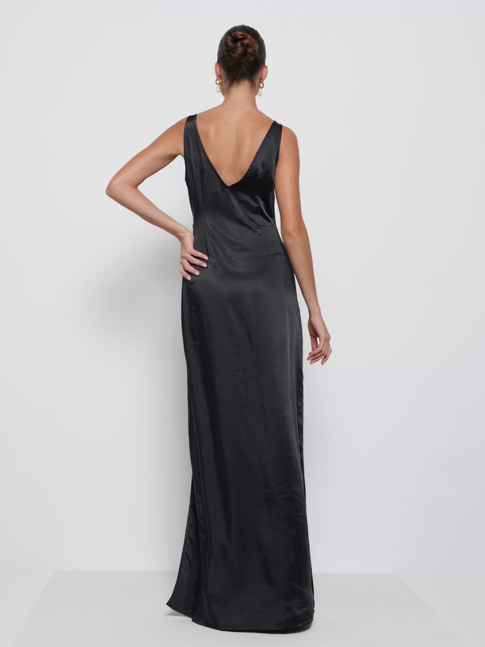 Esmee Wrap Maxi Bridesmaid Dress - Black