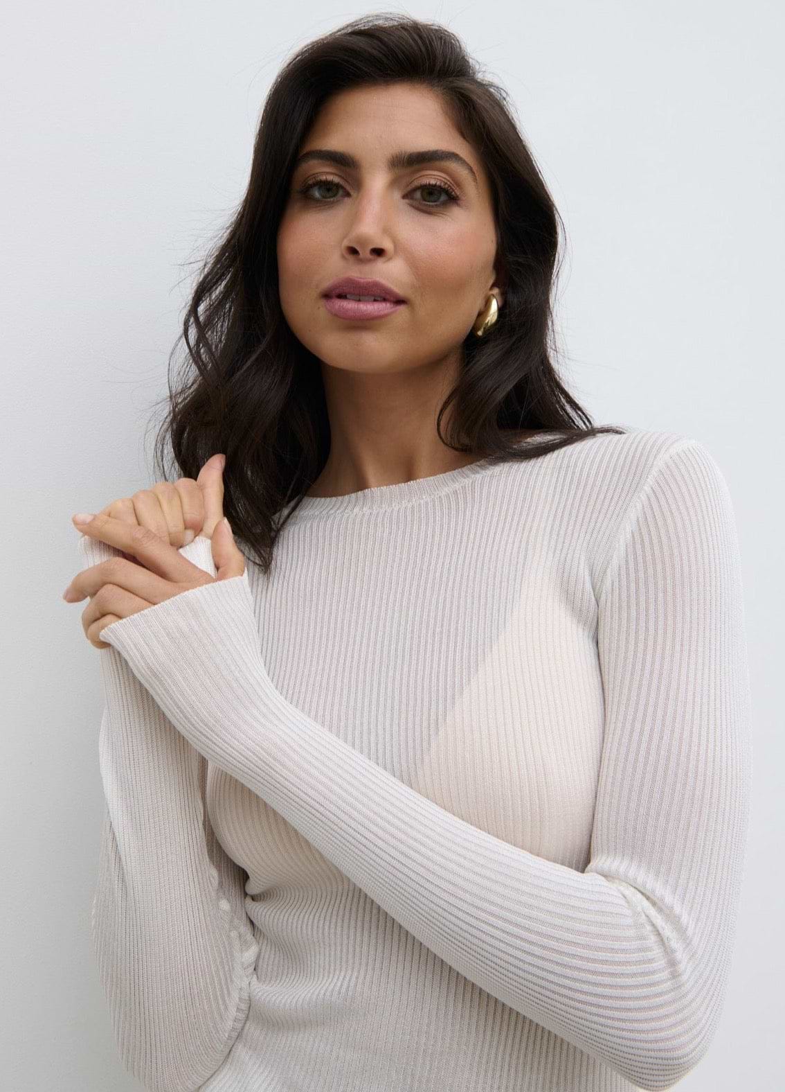 Essie Sheer Knit Top - Cream