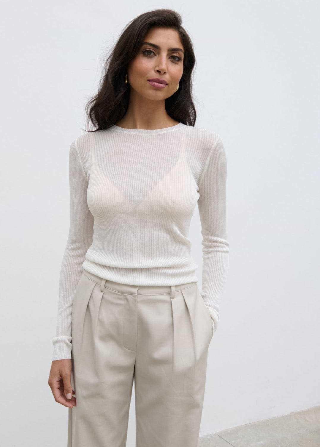 Essie Sheer Knit Top - Cream