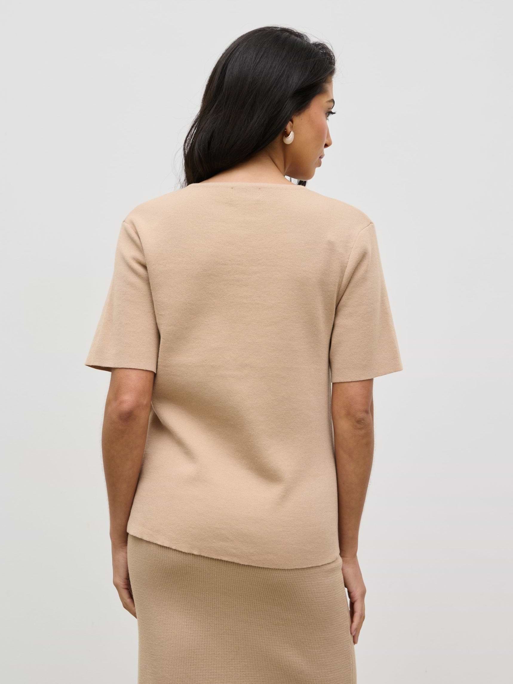 Esther Hardware Short Sleeve Knit Top - Beige