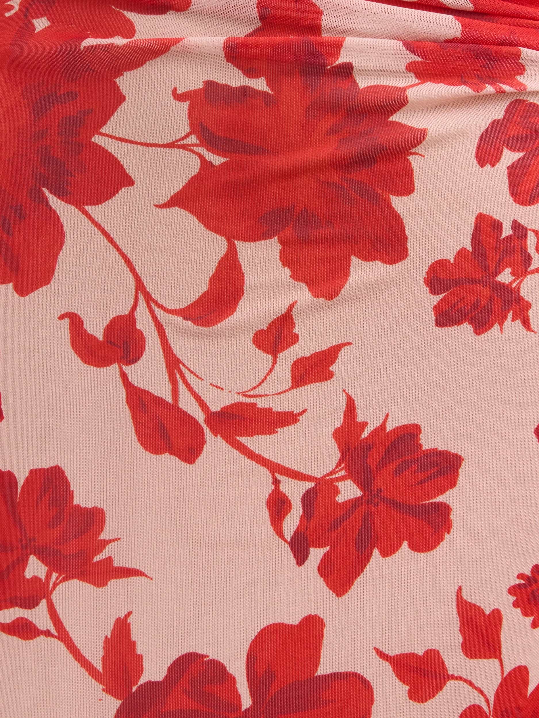 Ethel Long Sleeve Jersey Midaxi Dress - Red Floral