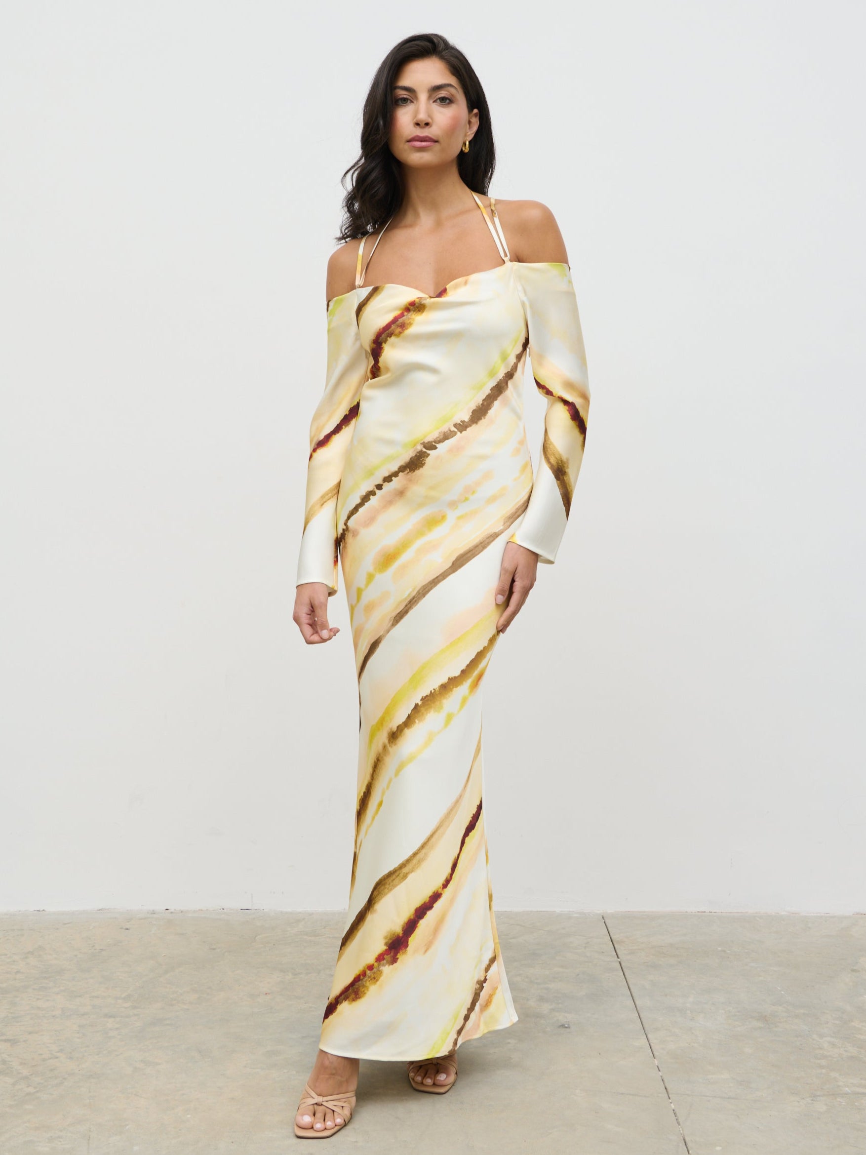 Ettore Cold Shoulder Maxi Dress - Yellow Ochre Ombre