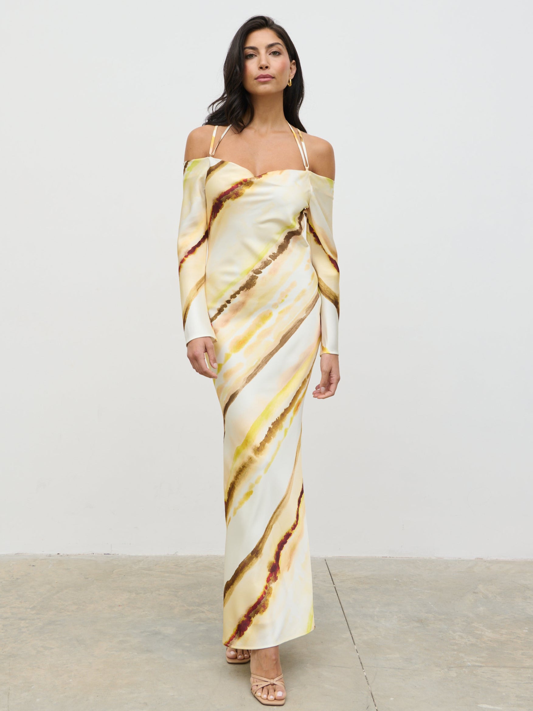 Ettore Cold Shoulder Maxi Dress - Yellow Ochre Ombre