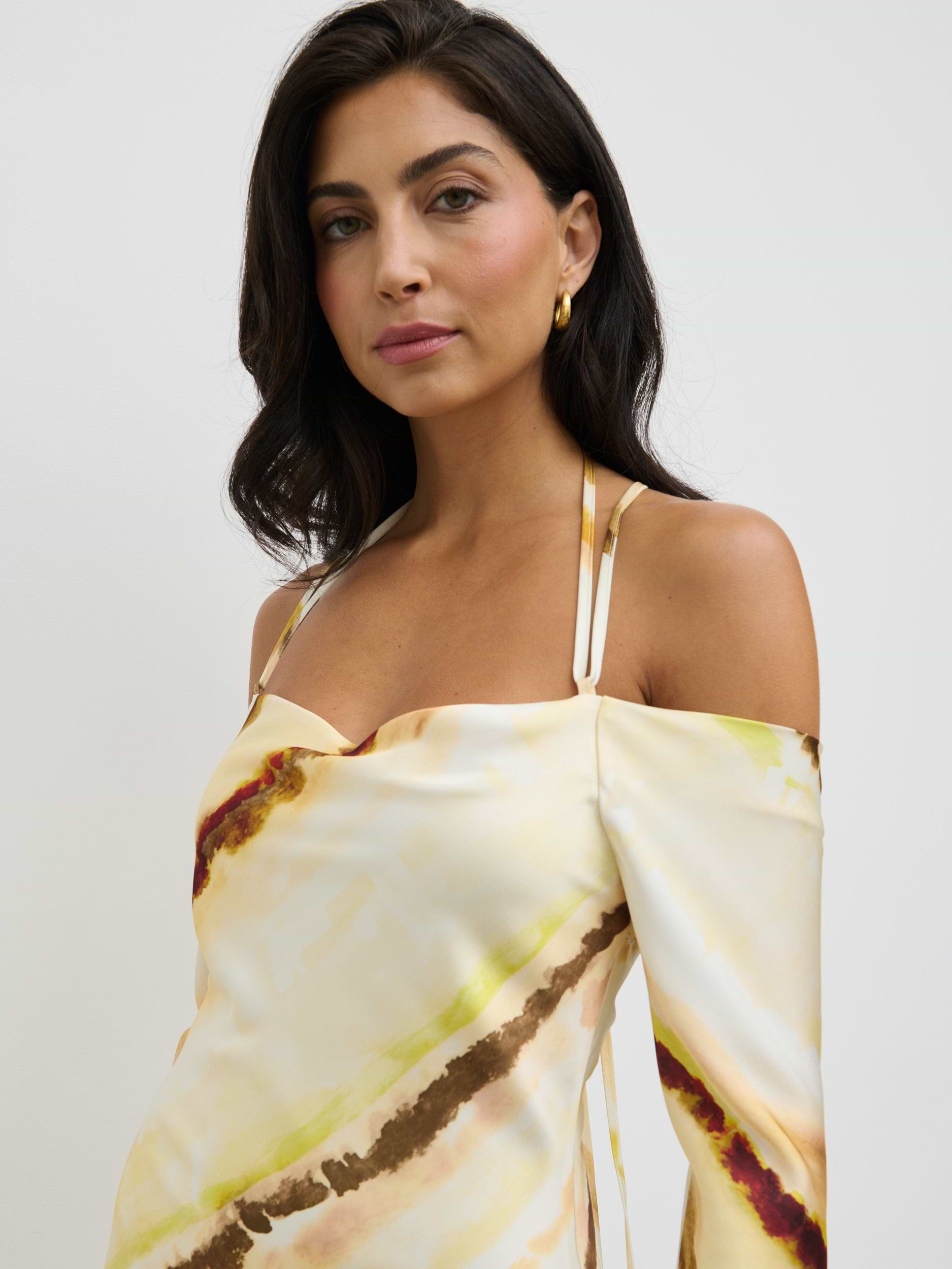 Ettore Cold Shoulder Maxi Dress - Yellow Ochre Ombre
