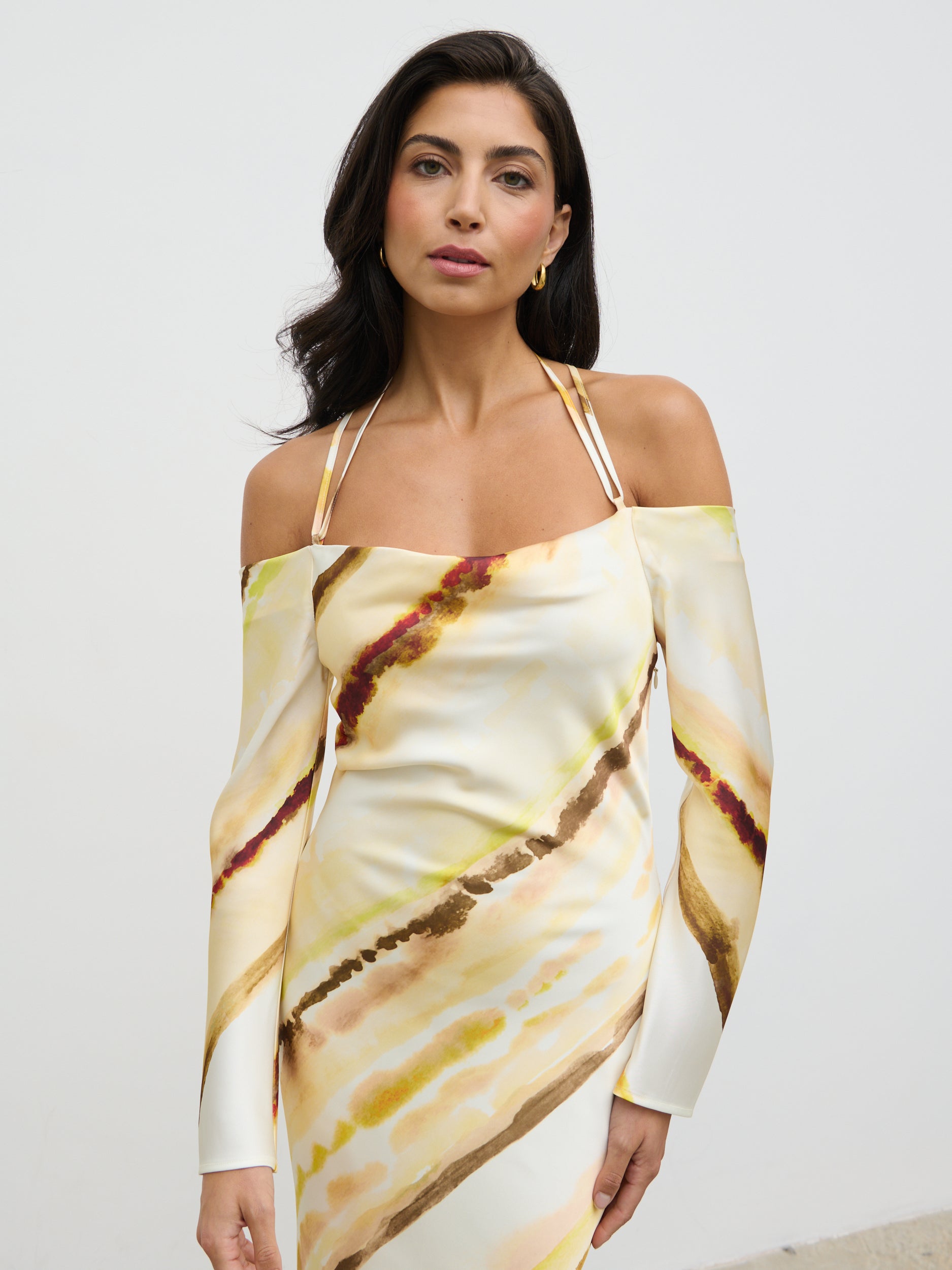 Ettore Cold Shoulder Maxi Dress - Yellow Ochre Ombre
