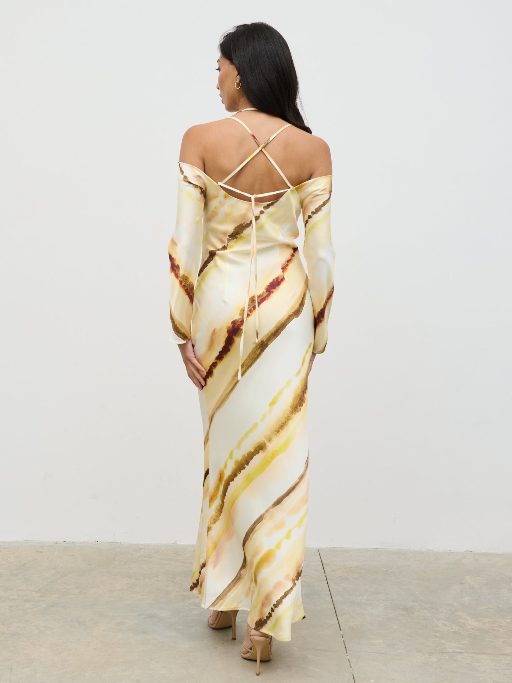 Ettore Cold Shoulder Maxi Dress - Yellow Ochre Ombre