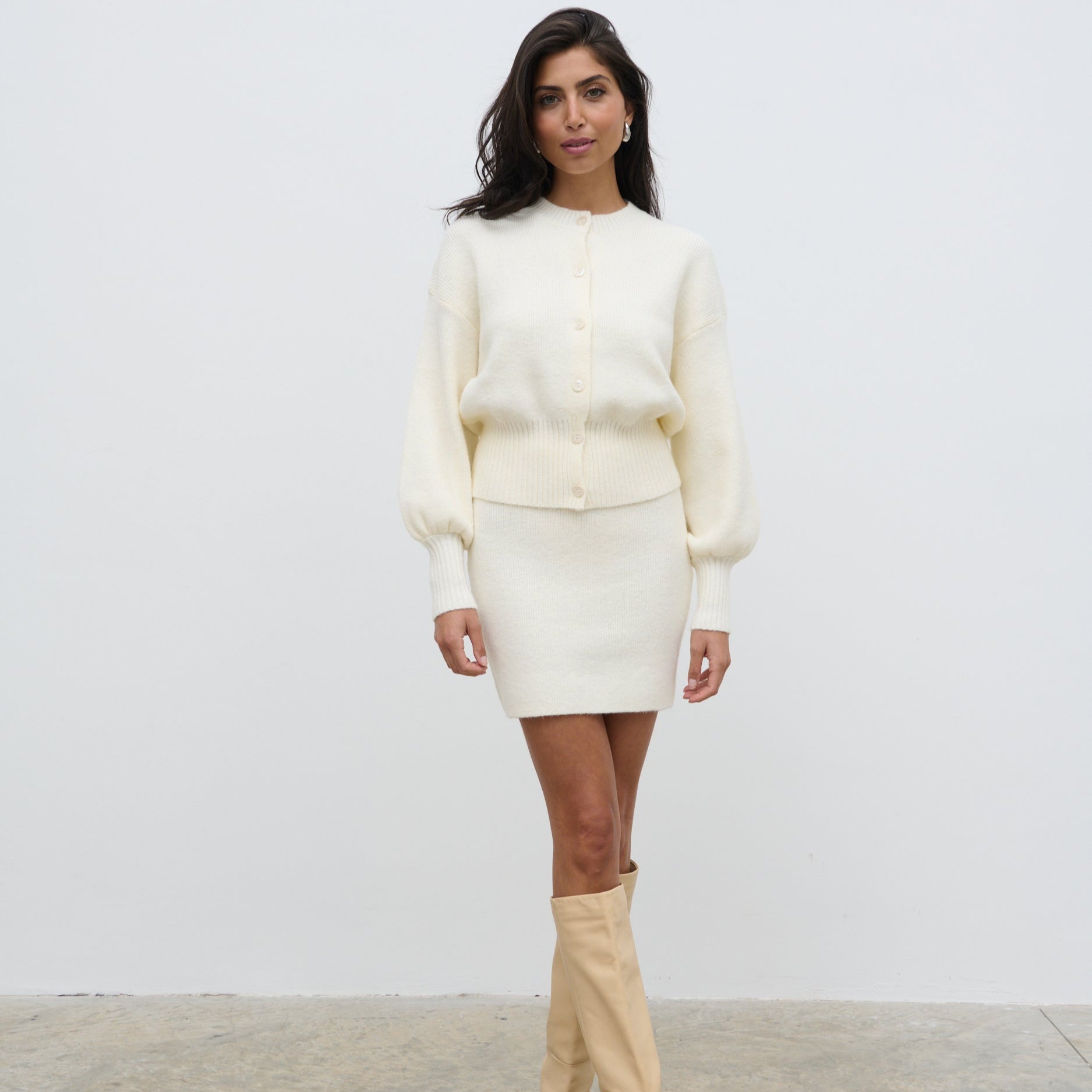 Etta Knit Bomber Jacket - Cream