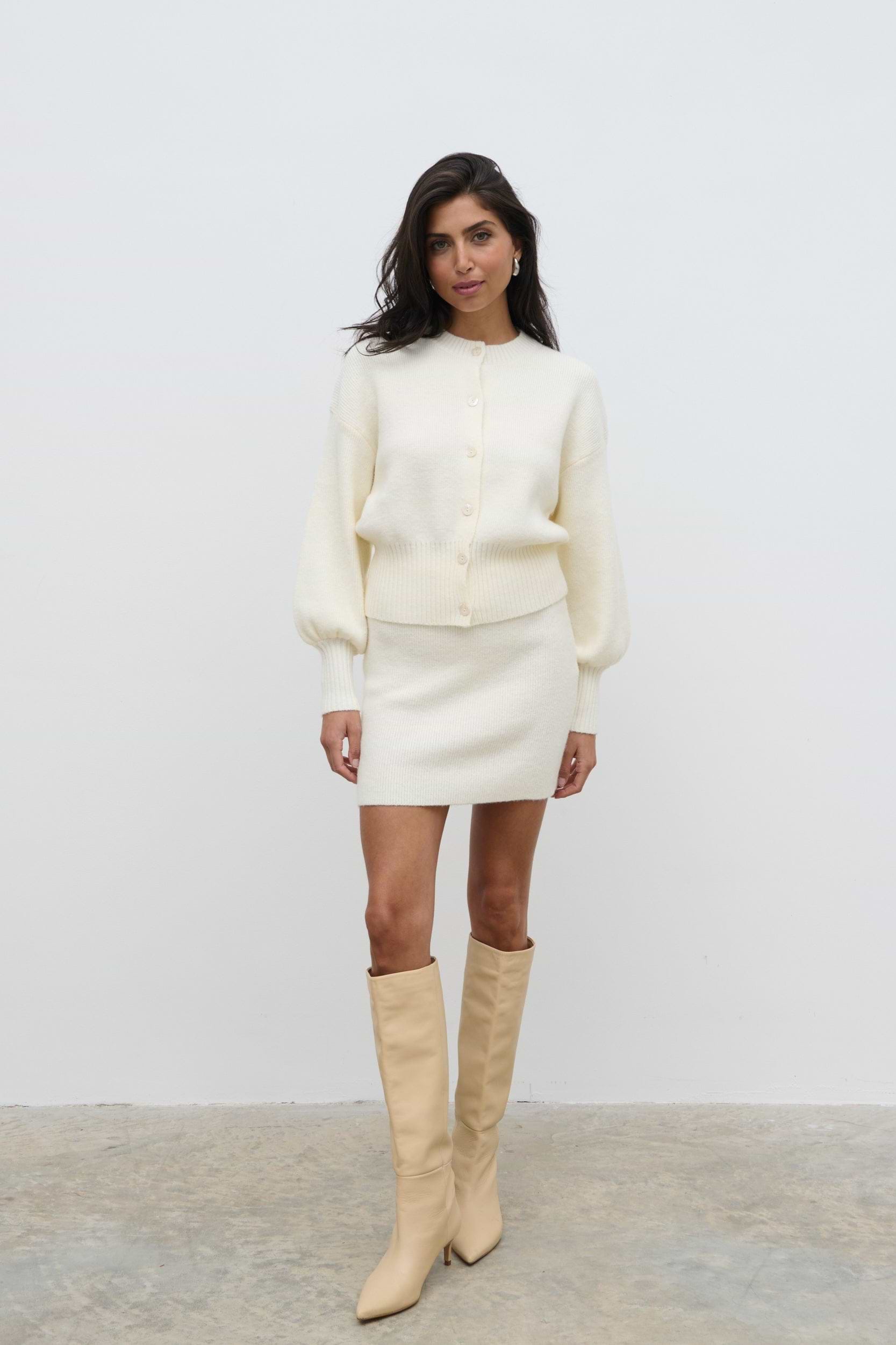 Etta Knit Bomber Jacket - Cream
