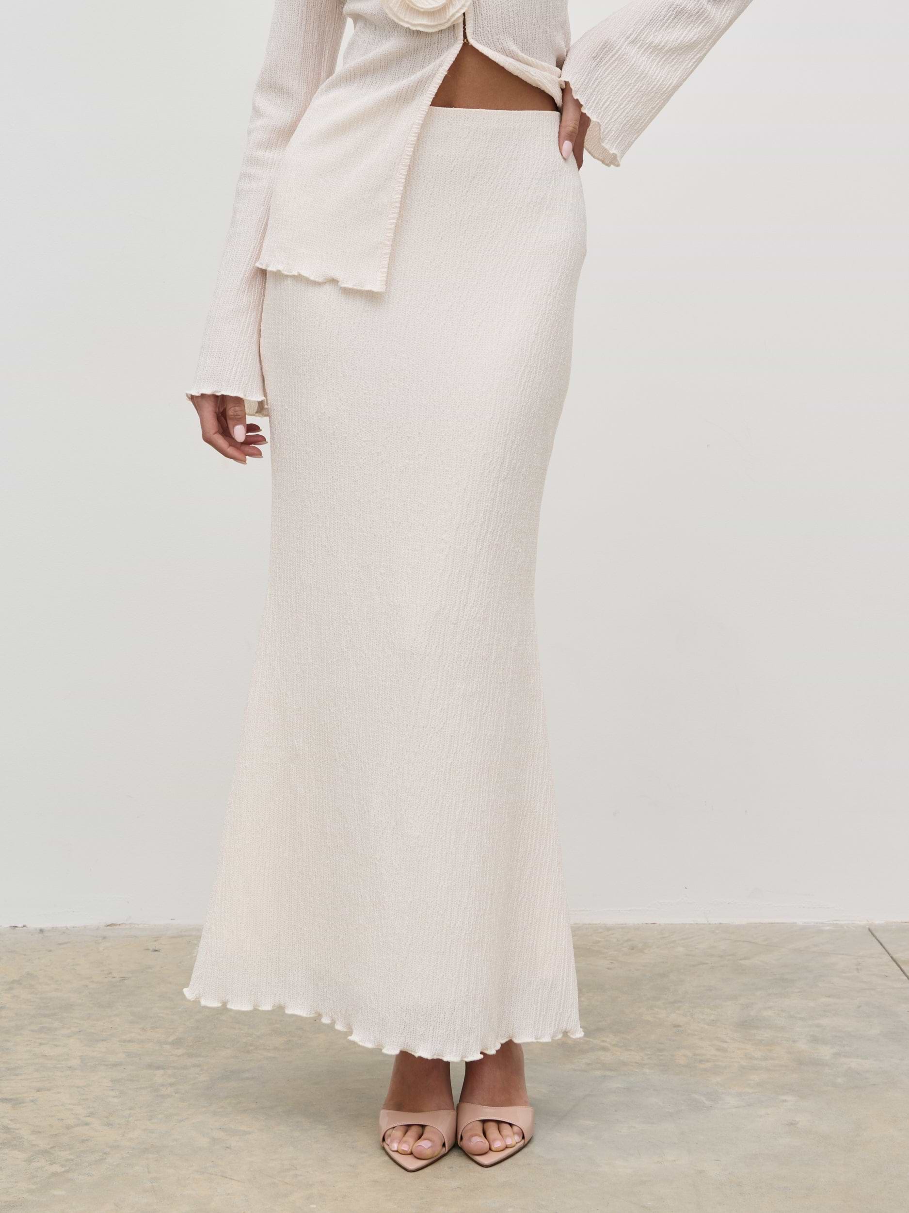 Evalina Crinkle Maxi Skirt - Cream