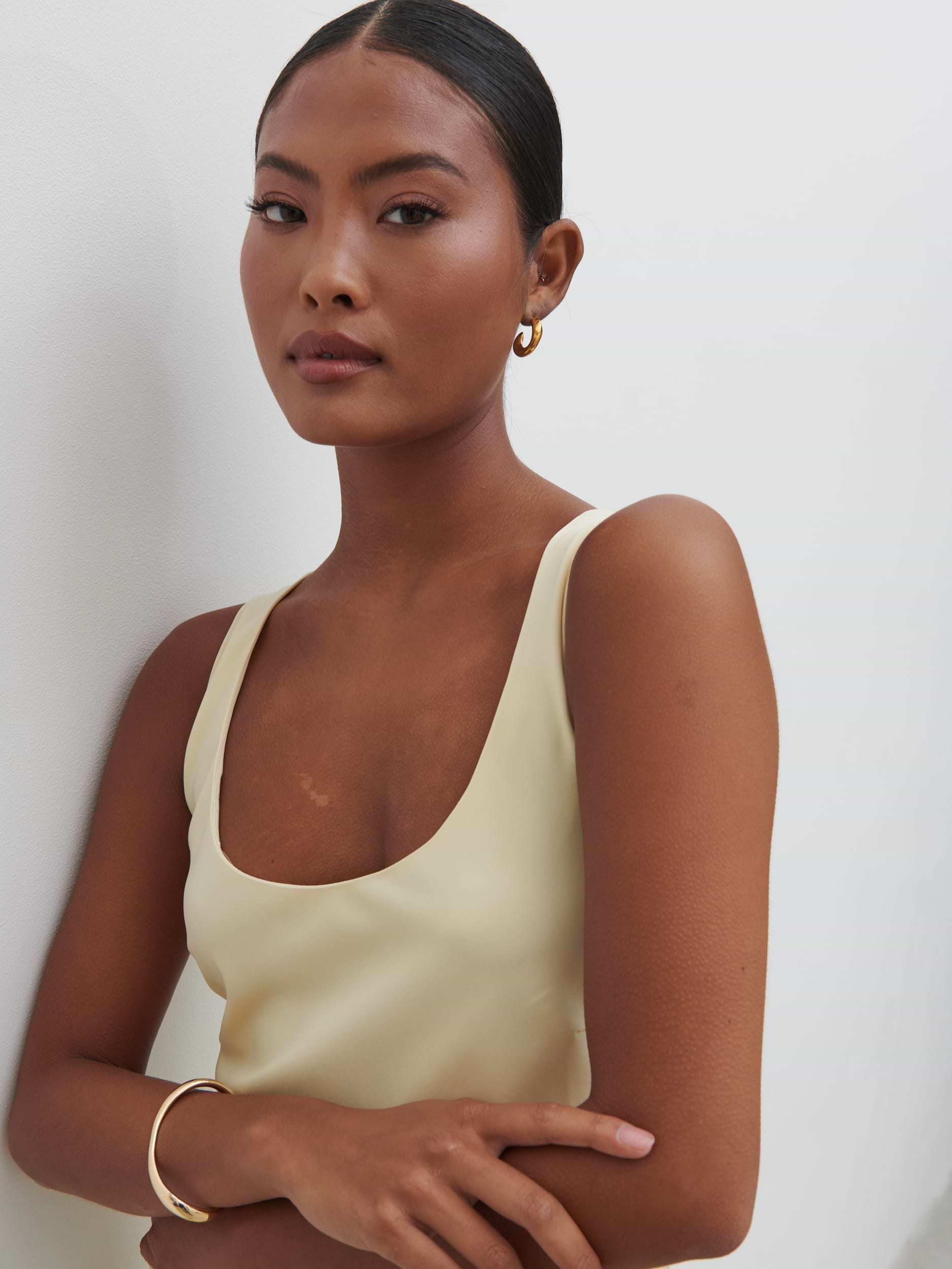 Evelyn Satin Slip Midaxi Dress - Butter Lemon