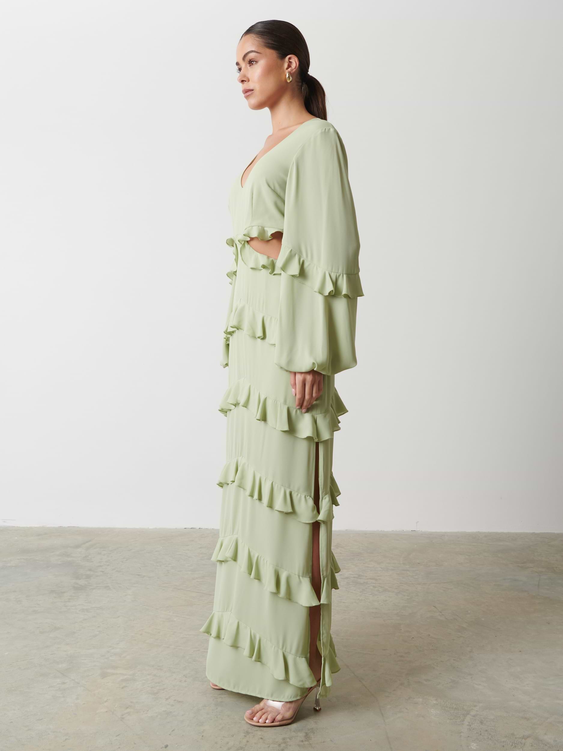Evie Ruffle Maxi Dress - Sage