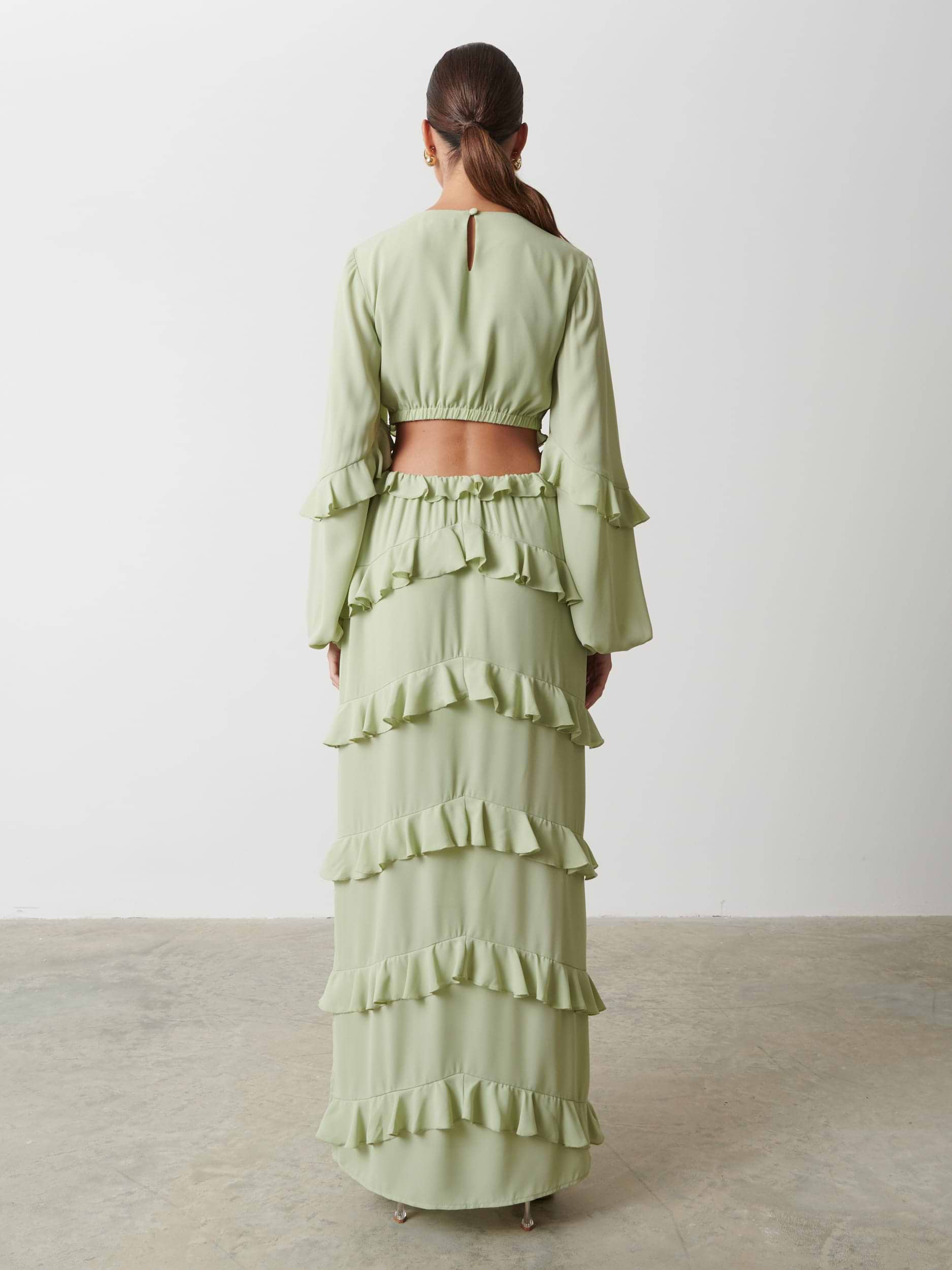 Evie Ruffle Maxi Dress - Sage