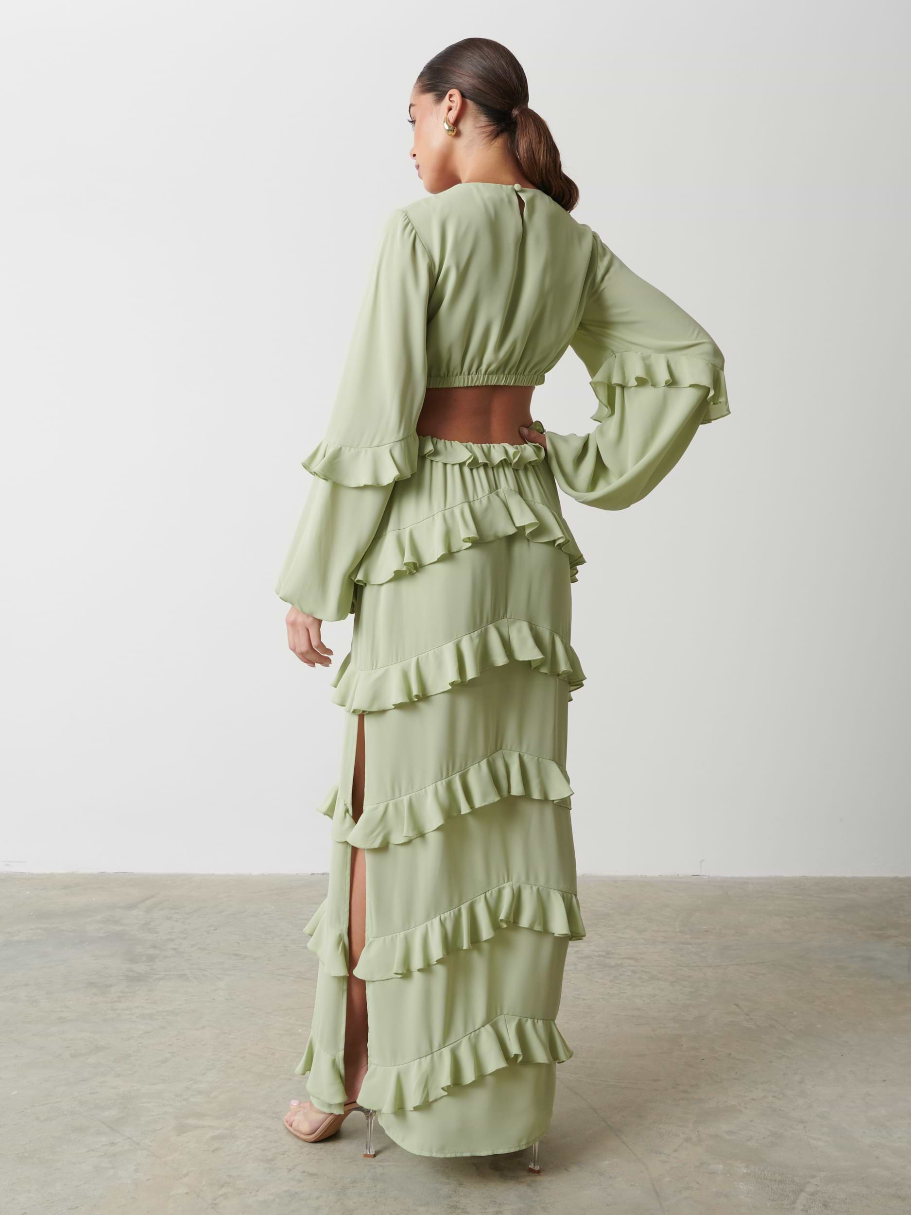 Evie Ruffle Maxi Dress - Sage