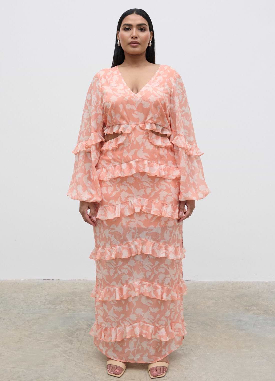Evie Maxi Dress Curve - Terracotta Petal